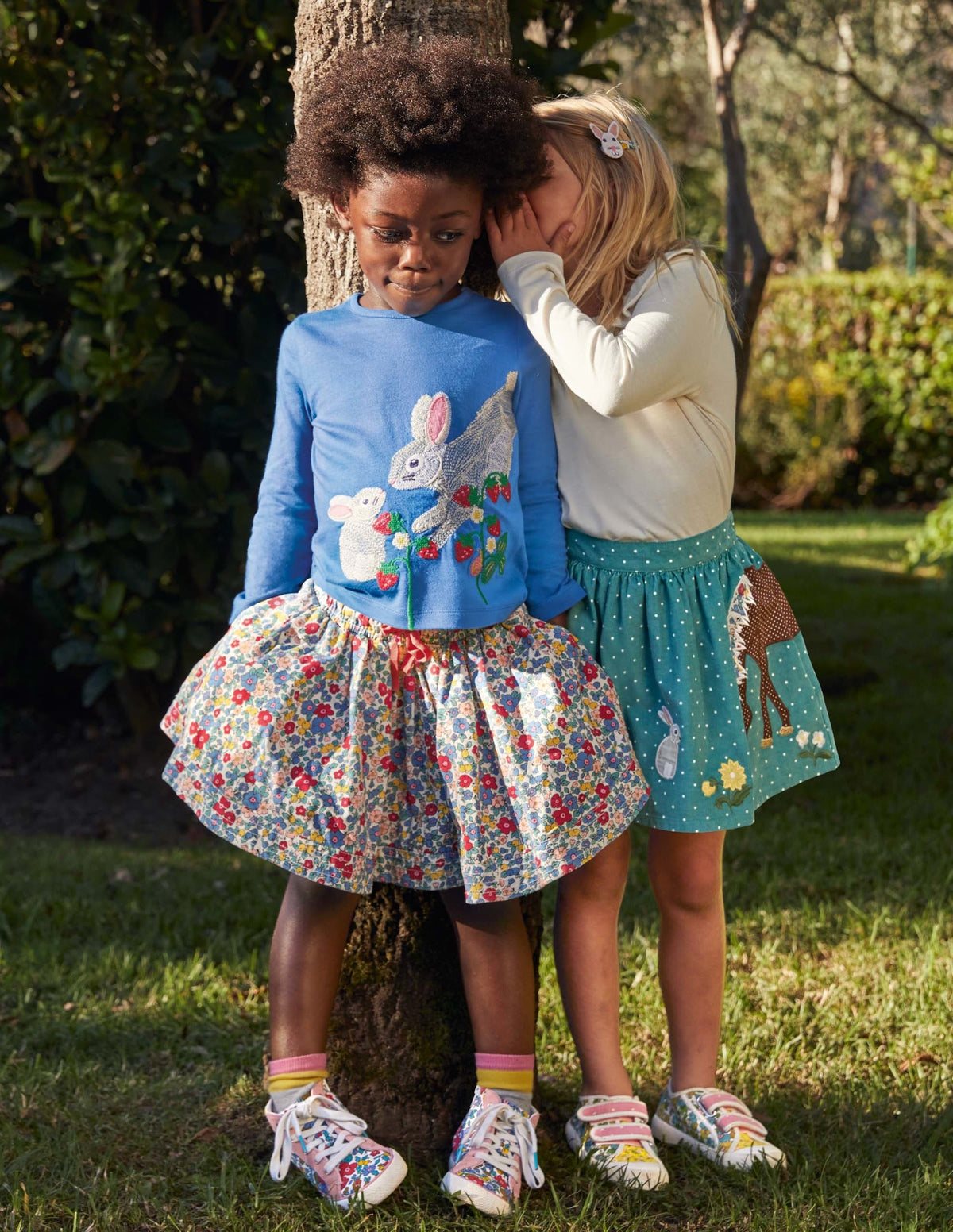 Cord Appliqué Skirt-Brook Blue Horse Scene - Image 4