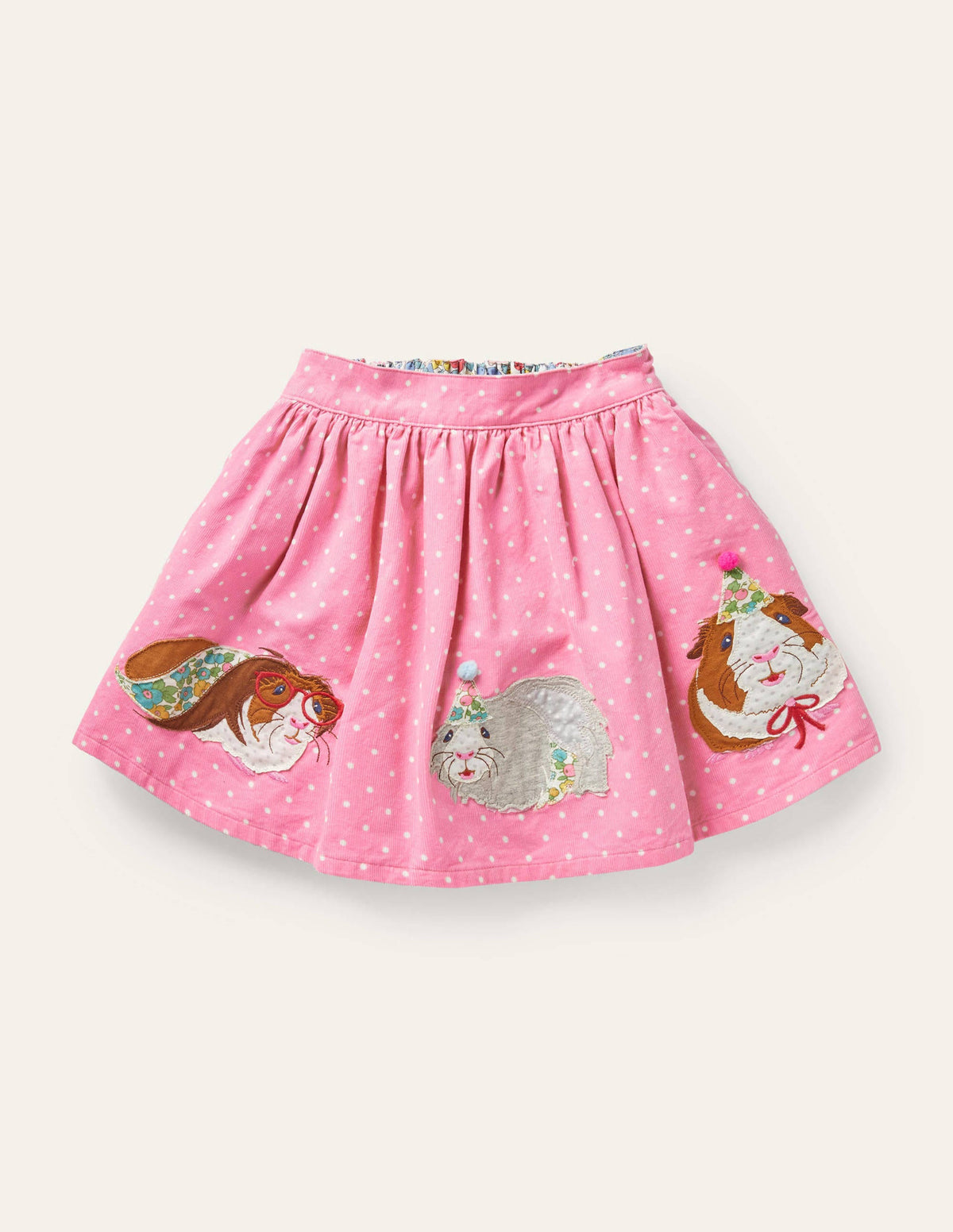 Cord Appliqué Skirt-Formica Pink Guinea Pigs - Image 1