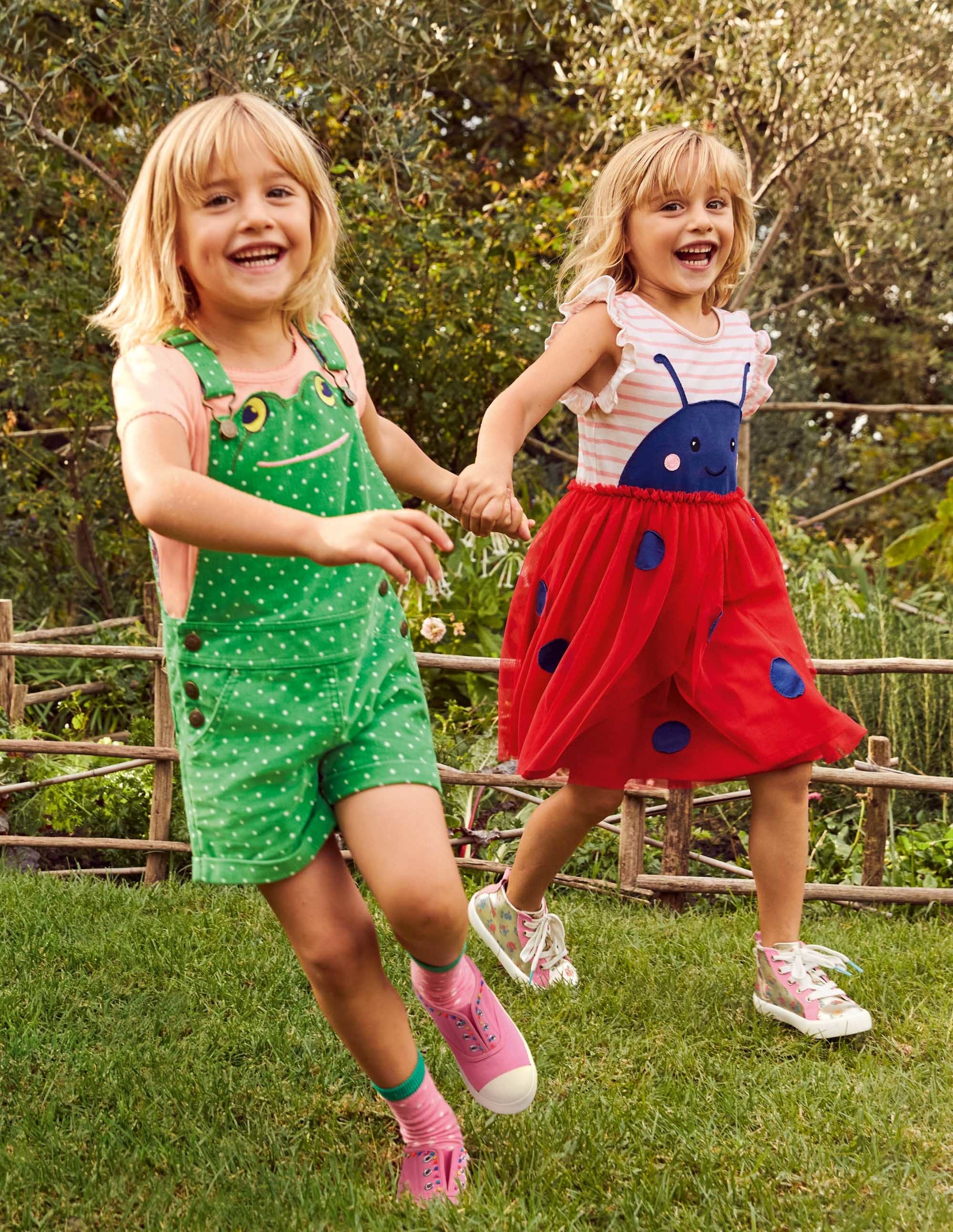 Tulle Appliqué Jersey Dress-Ivory/ Boto Pink Ladybird - Image 4