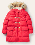 Longline Padded Jacket-Rockabilly Red