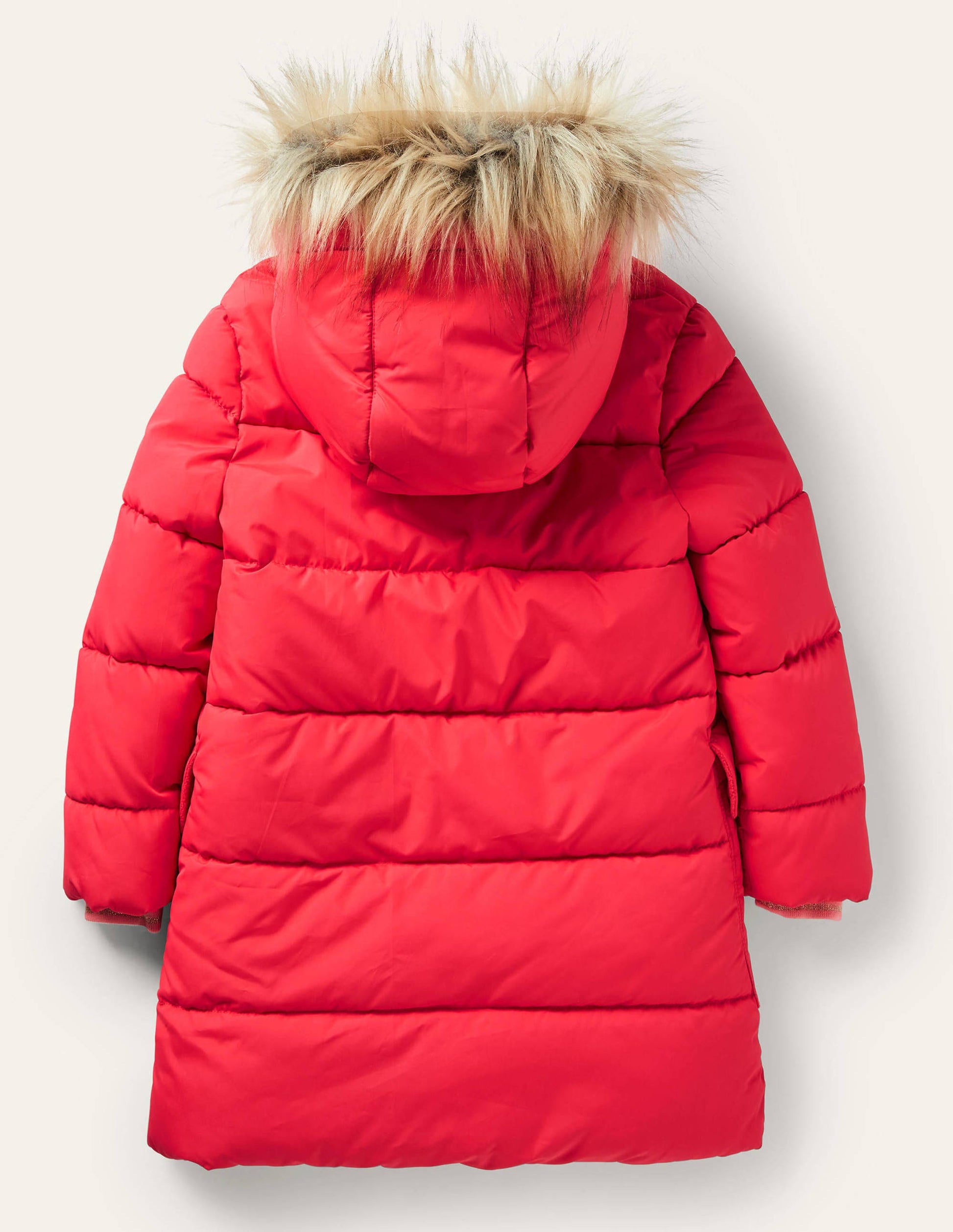 Longline Padded Jacket-Rockabilly Red-2