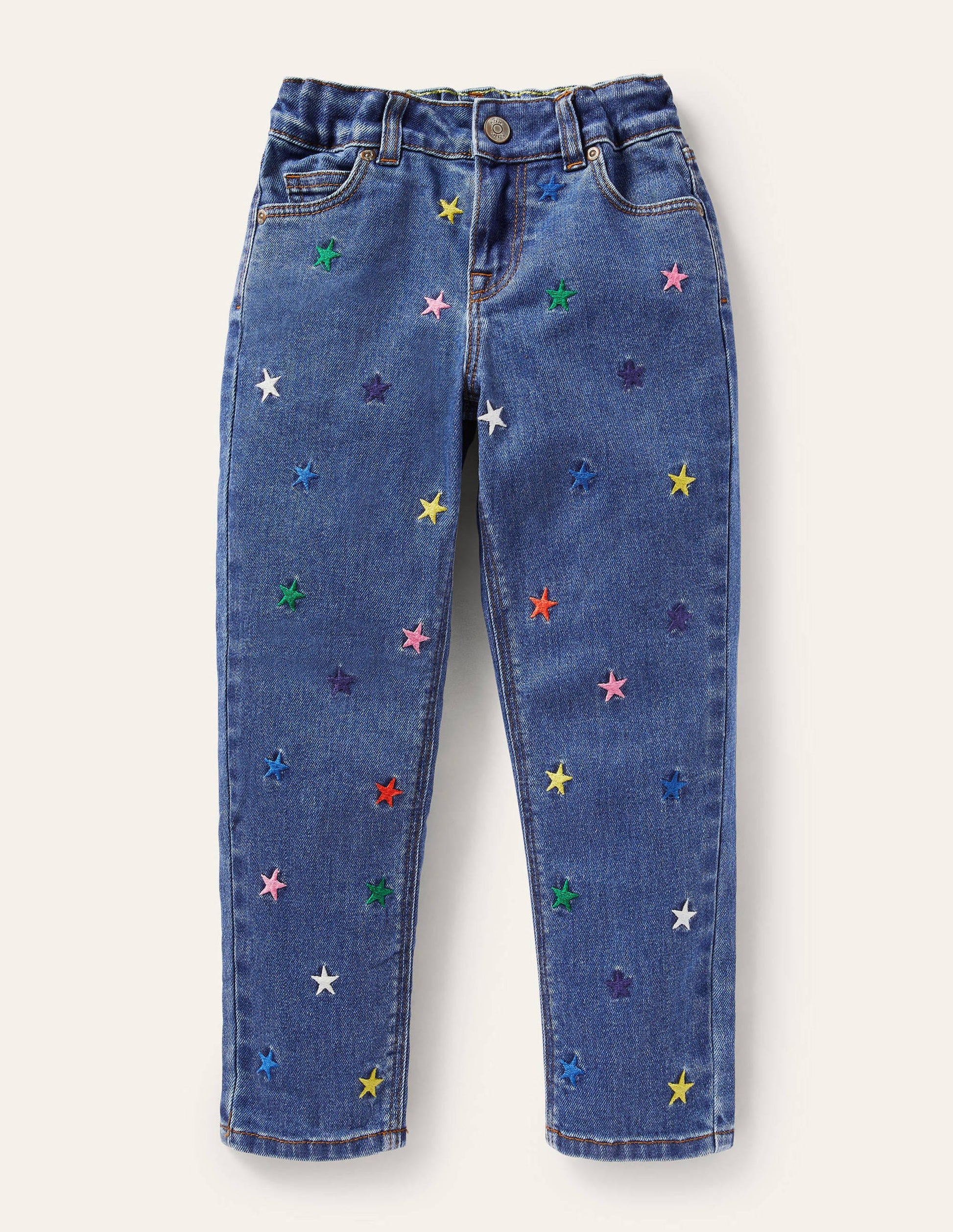 Girlfriend Jeans-Mid Vintage Embroidered Stars-1