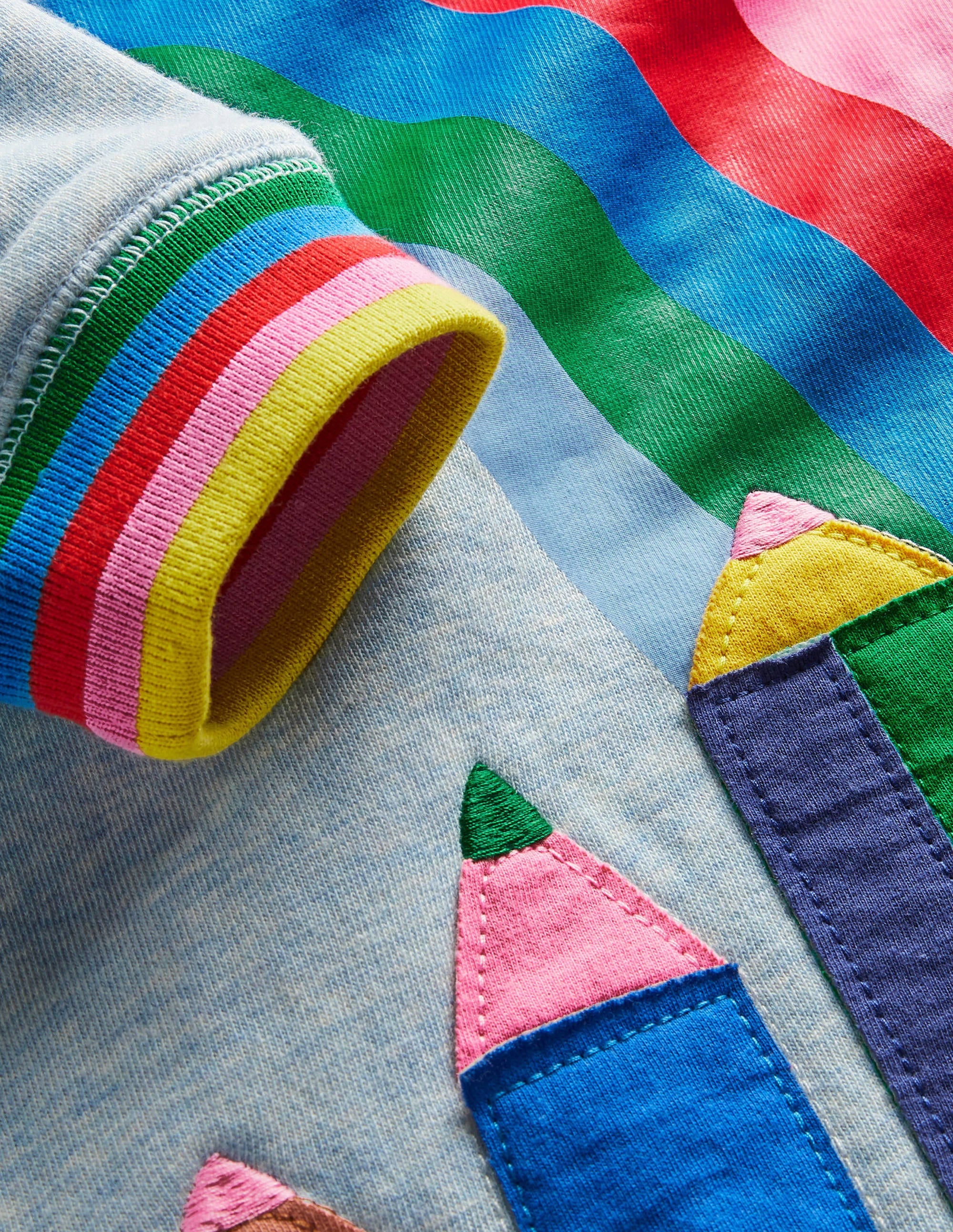 Appliqué Sweatshirt Dress-Light Blue Pencils - Image 3