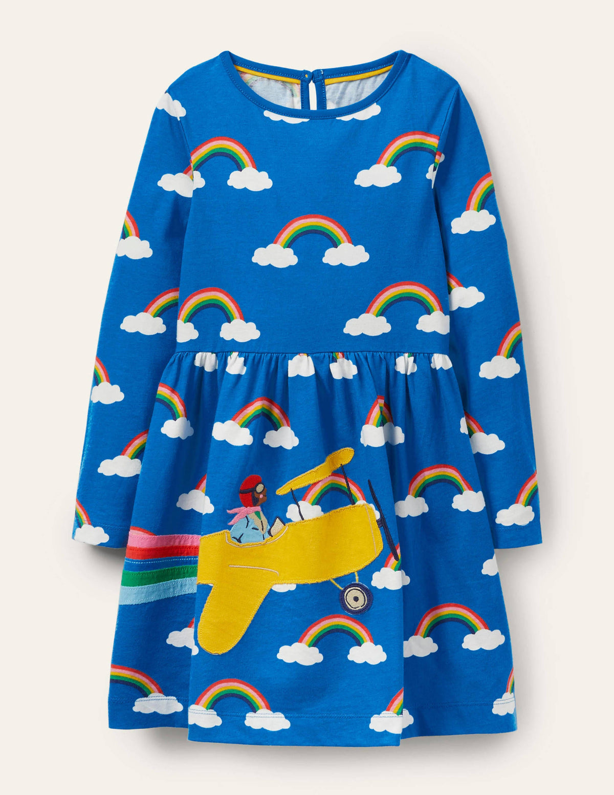 Fun Appliqué Dress-Moroccan Blue Rainbow Cloud - Image 1