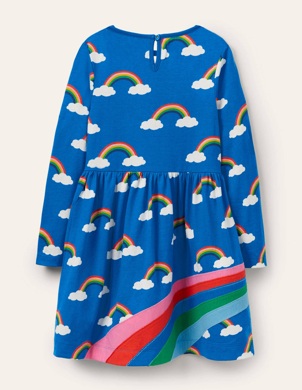 Fun Appliqué Dress-Moroccan Blue Rainbow Cloud-2