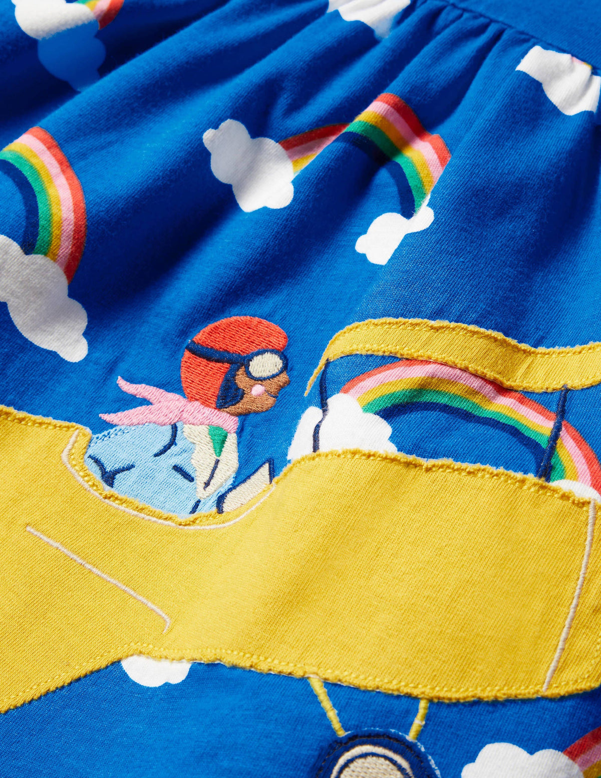 Fun Appliqué Dress-Moroccan Blue Rainbow Cloud - Image 3