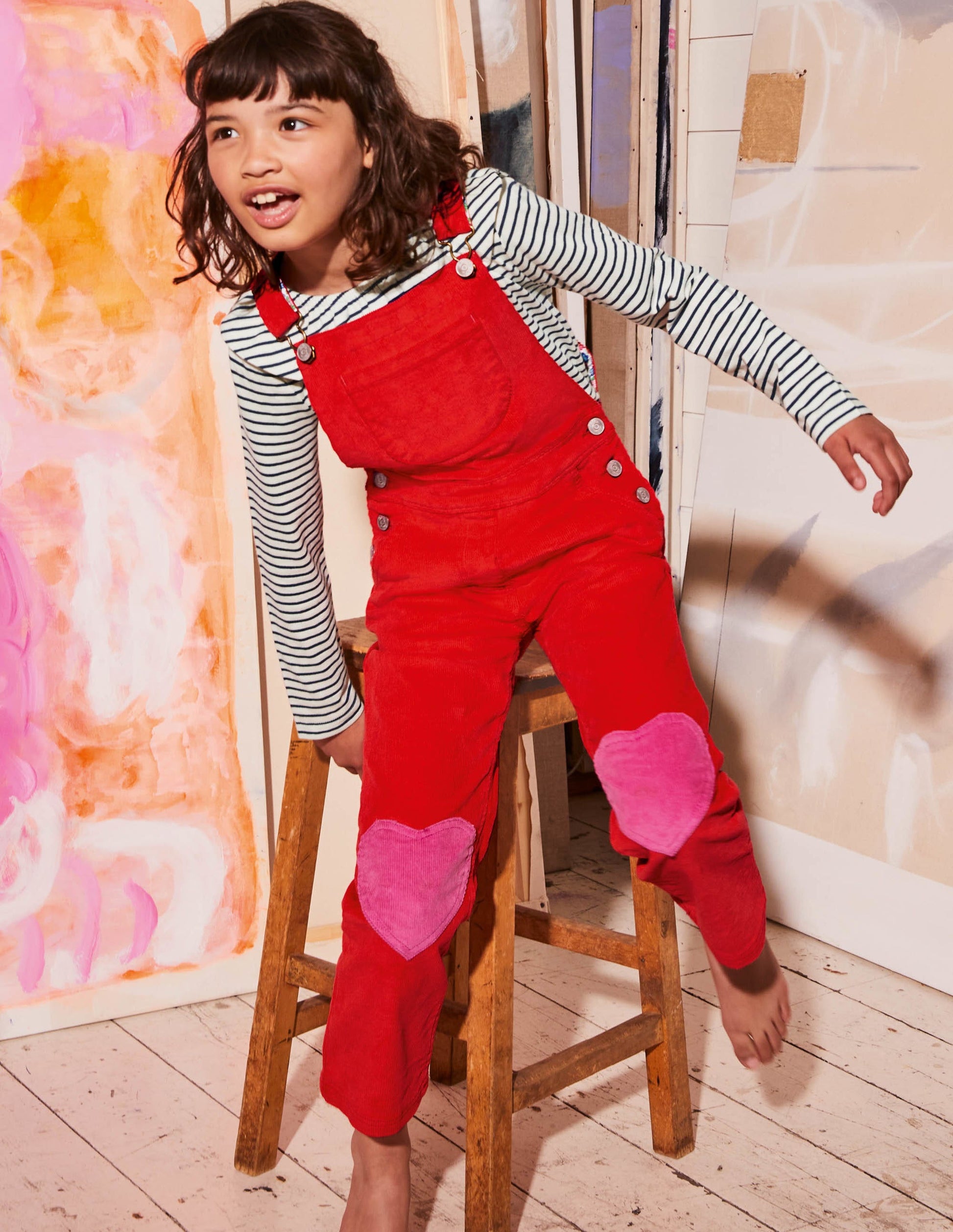 Heart Wide Leg Overalls-Rosehip Red Cord-4