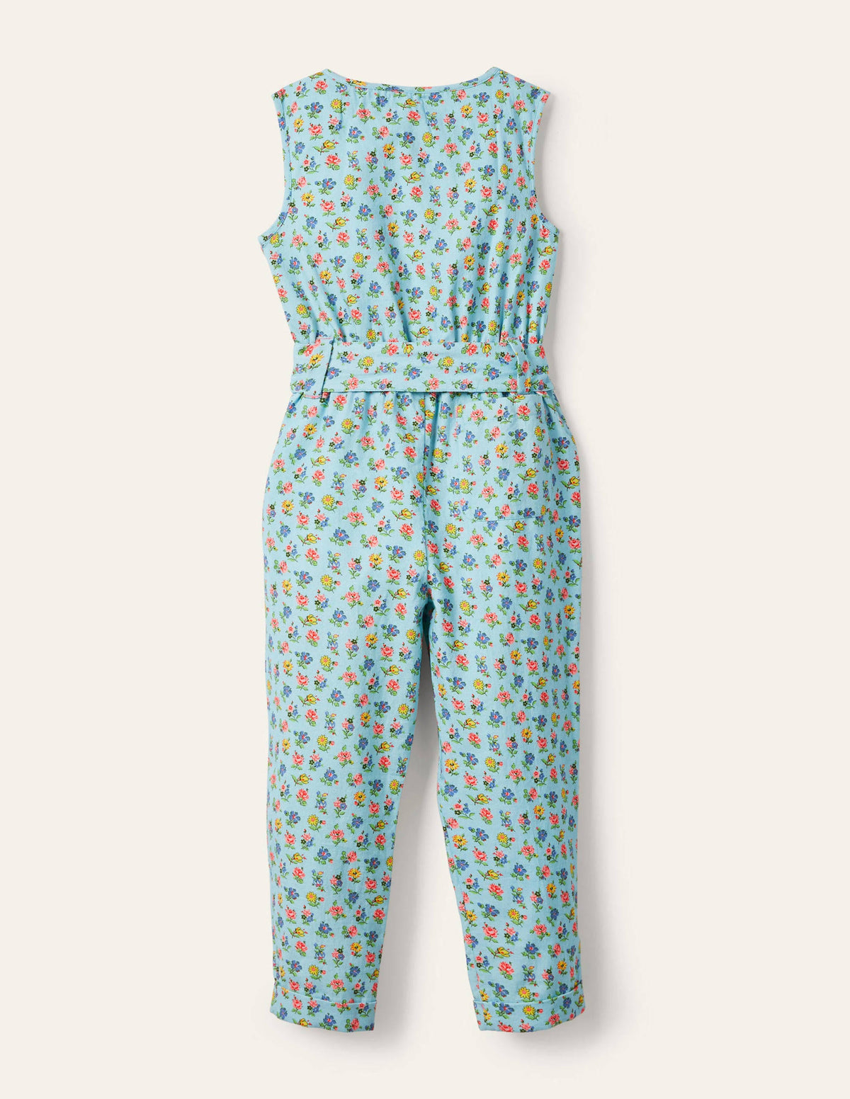 Woven Floral Jumpsuit-Blue Patchwork Floral-2