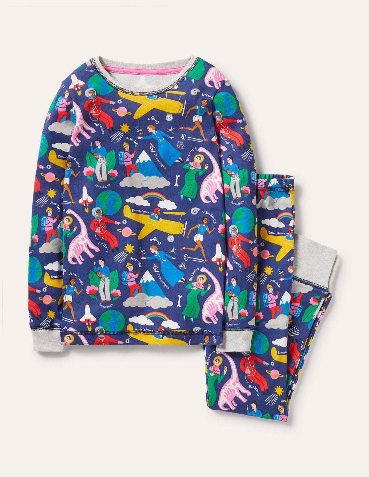 Snug Long John Pajamas-Starboard Blue When I Grow Up-1