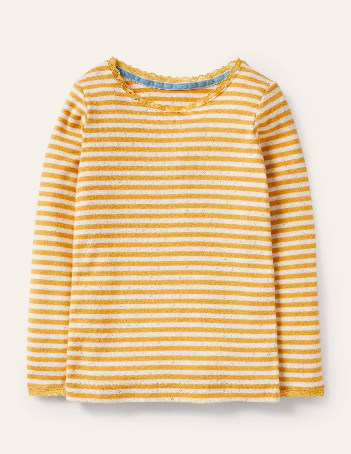 Supersoft Pointelle T-shirt-Honeycomb Yellow/ Ivory - Image 1