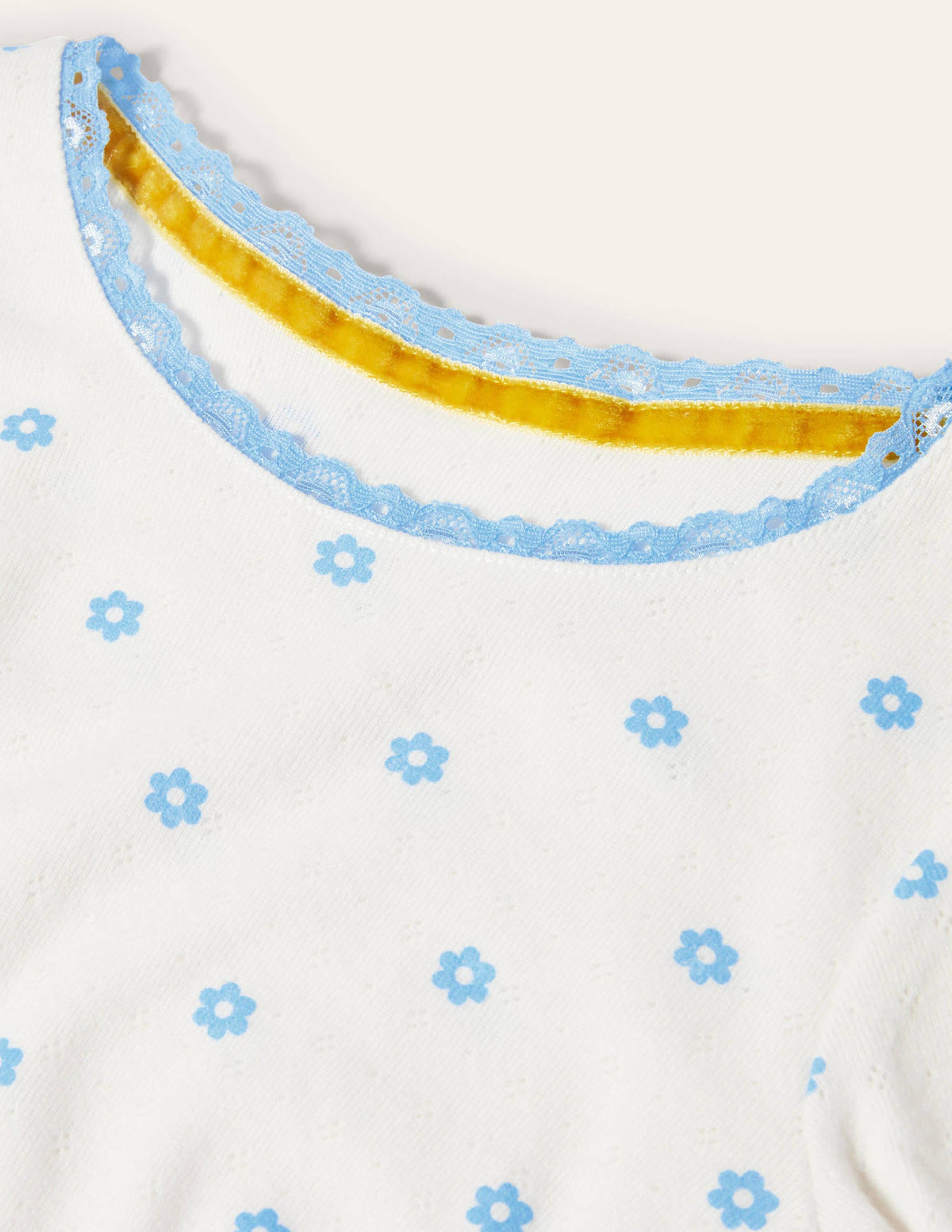Supersoft Pointelle T-shirt-Ivory Blue Geo Flower-3