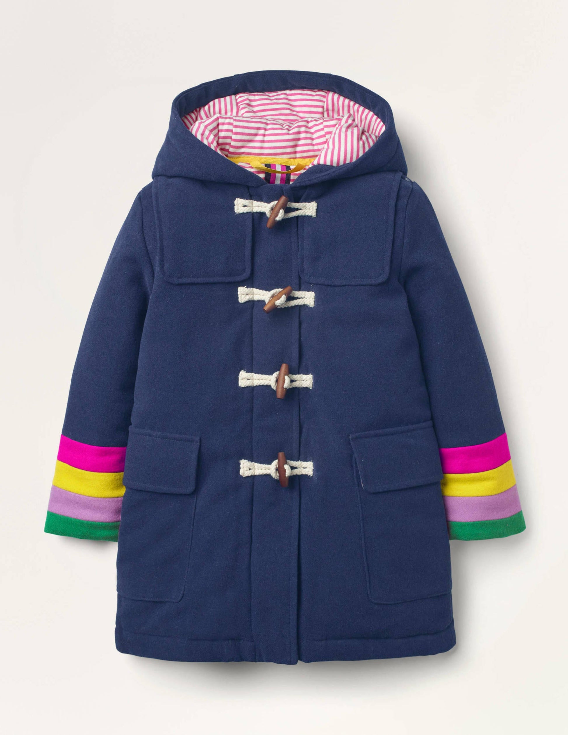 Rainbow Cuff Wool Duffle Coat-College Navy-1