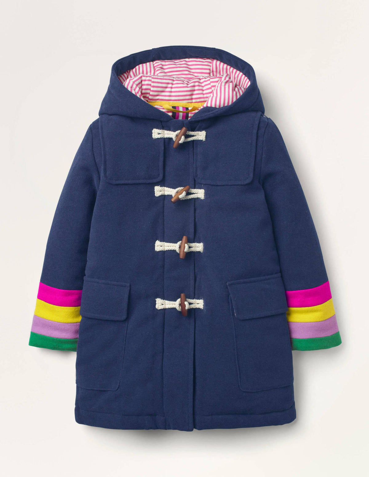 Rainbow Cuff Wool Duffle Coat-College Navy - Image 1