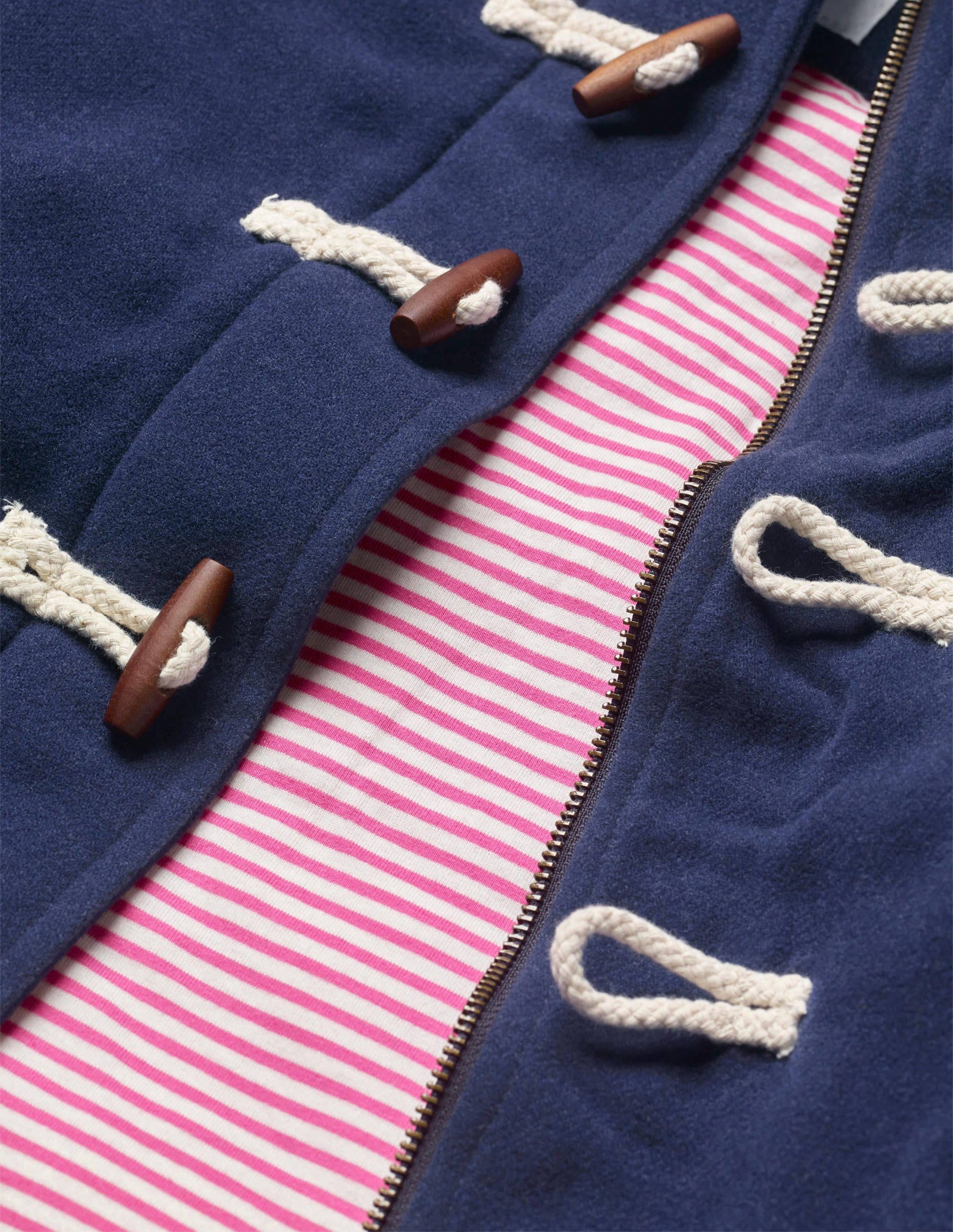 Rainbow Cuff Wool Duffle Coat-College Navy-3