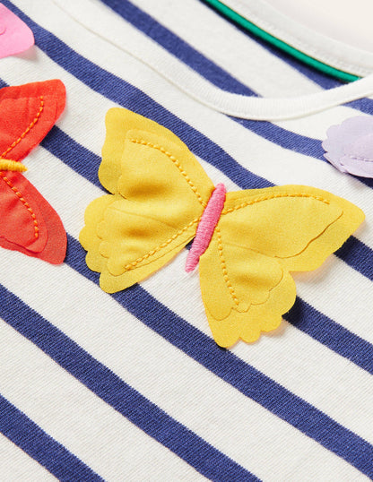 Flutter T-shirt-Ivory/Navy Butterflies-3