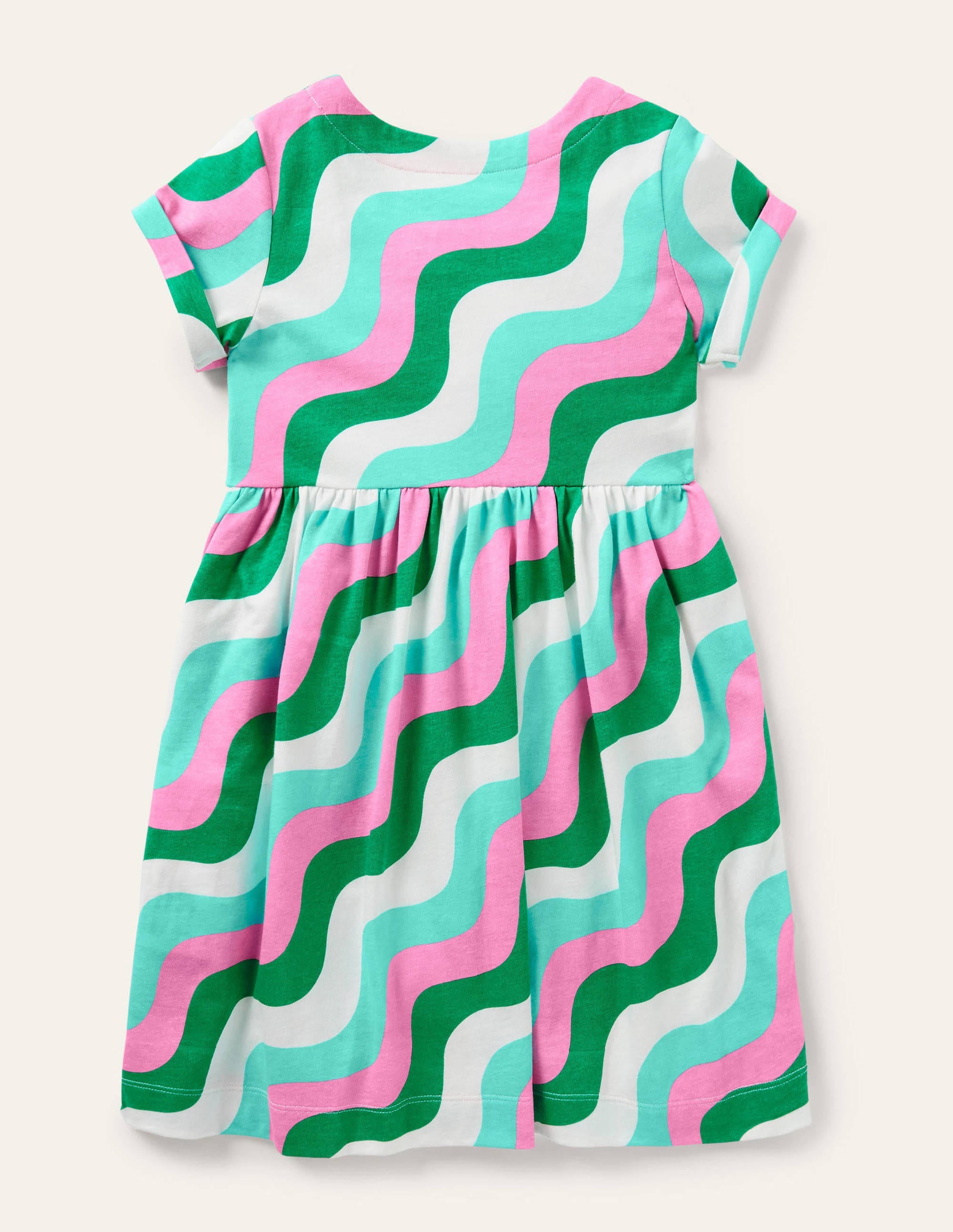 Short Sleeve Fun Jersey Dress-Sapling Green Wave - Image 2