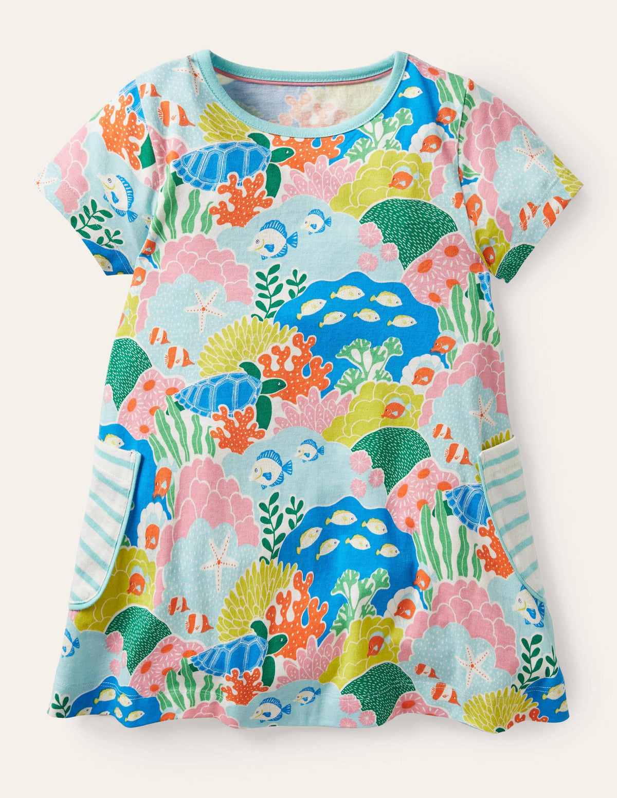Short-sleeved Printed Tunic-Multi Coral Reef-1