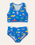 Racerback Bikini Set-Moroccan Blue Holiday Cats