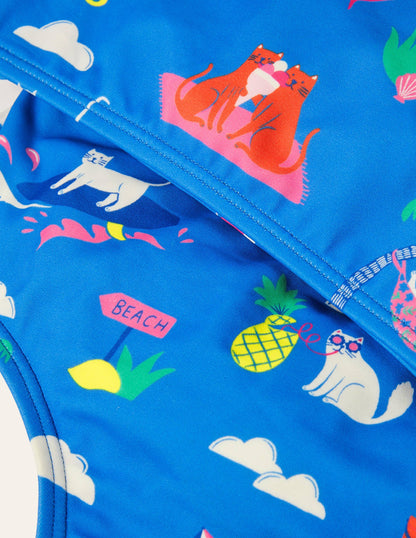 Racerback Bikini Set-Moroccan Blue Holiday Cats-3