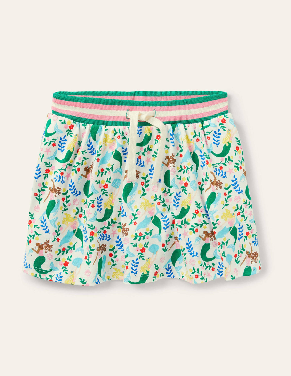Jersey Skort-Ivory Mermaid Garden-1