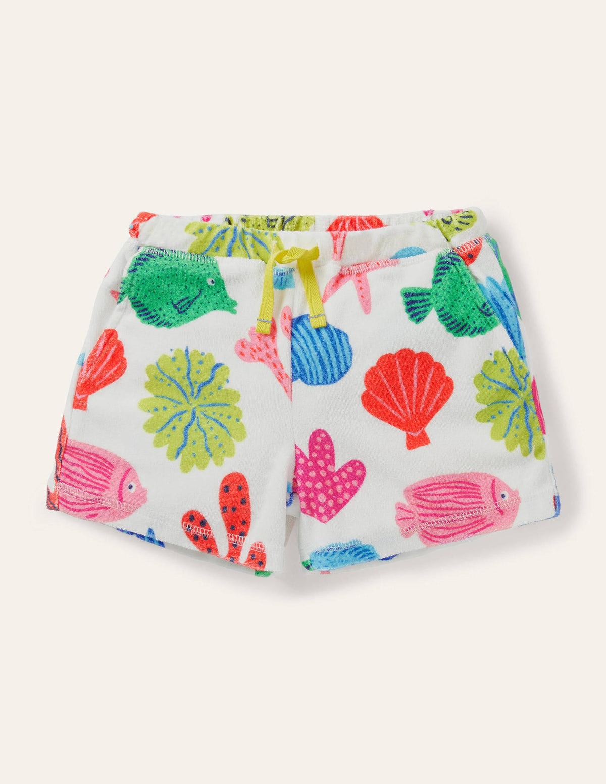 Towelling Shorts-Multi Giant Fish Friends-1