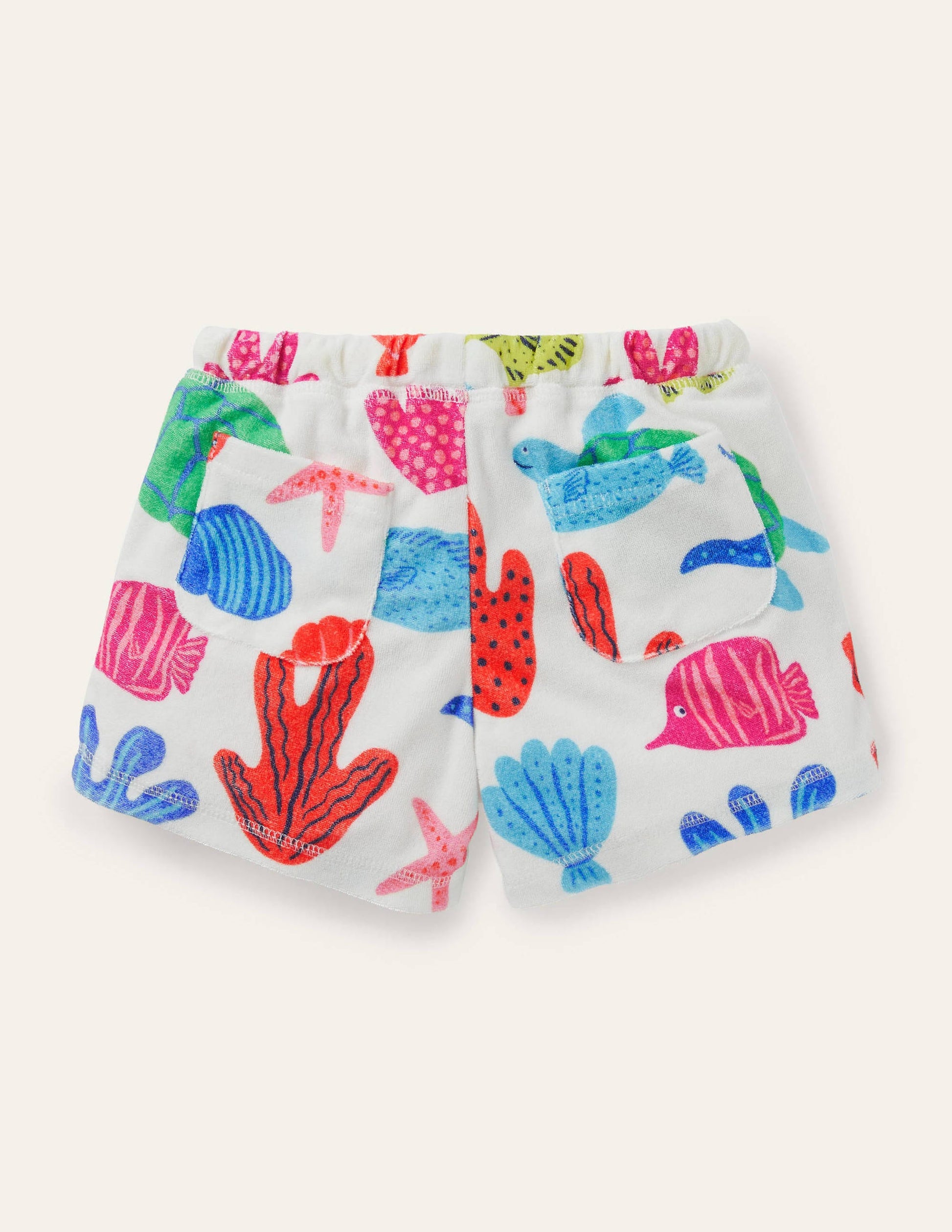 Towelling Shorts-Multi Giant Fish Friends-2