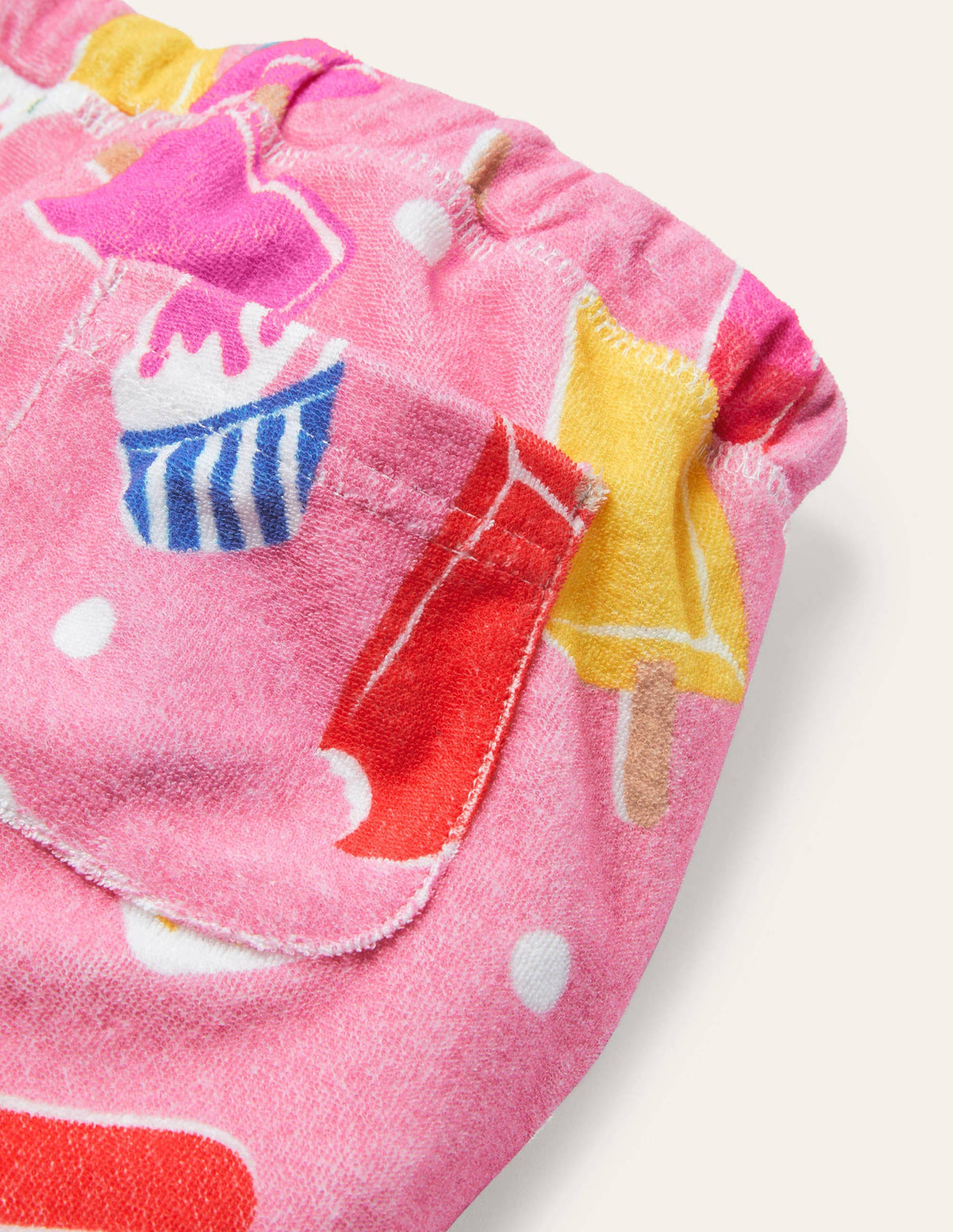 Towelling Shorts-Pink Lemonade Ice Cream Spot - Image 3