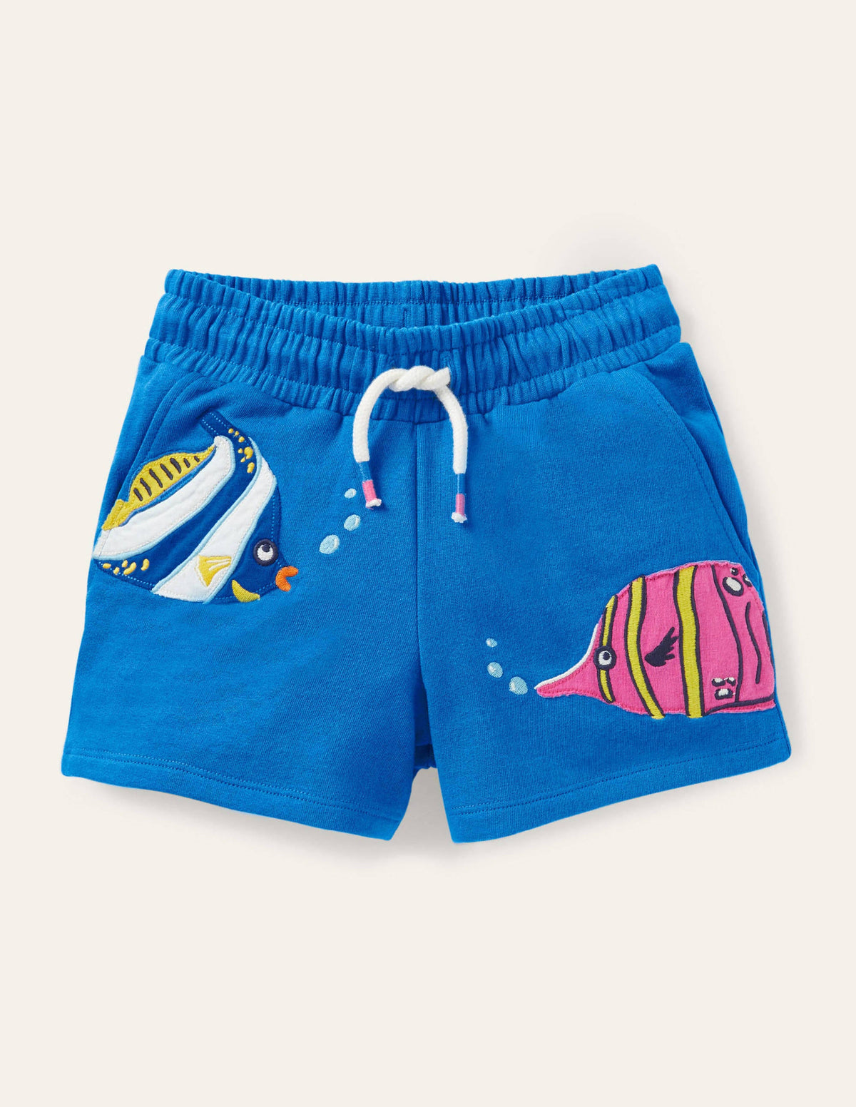Appliqué Jersey Shorts-Moroccan Blue Fish - Image 1