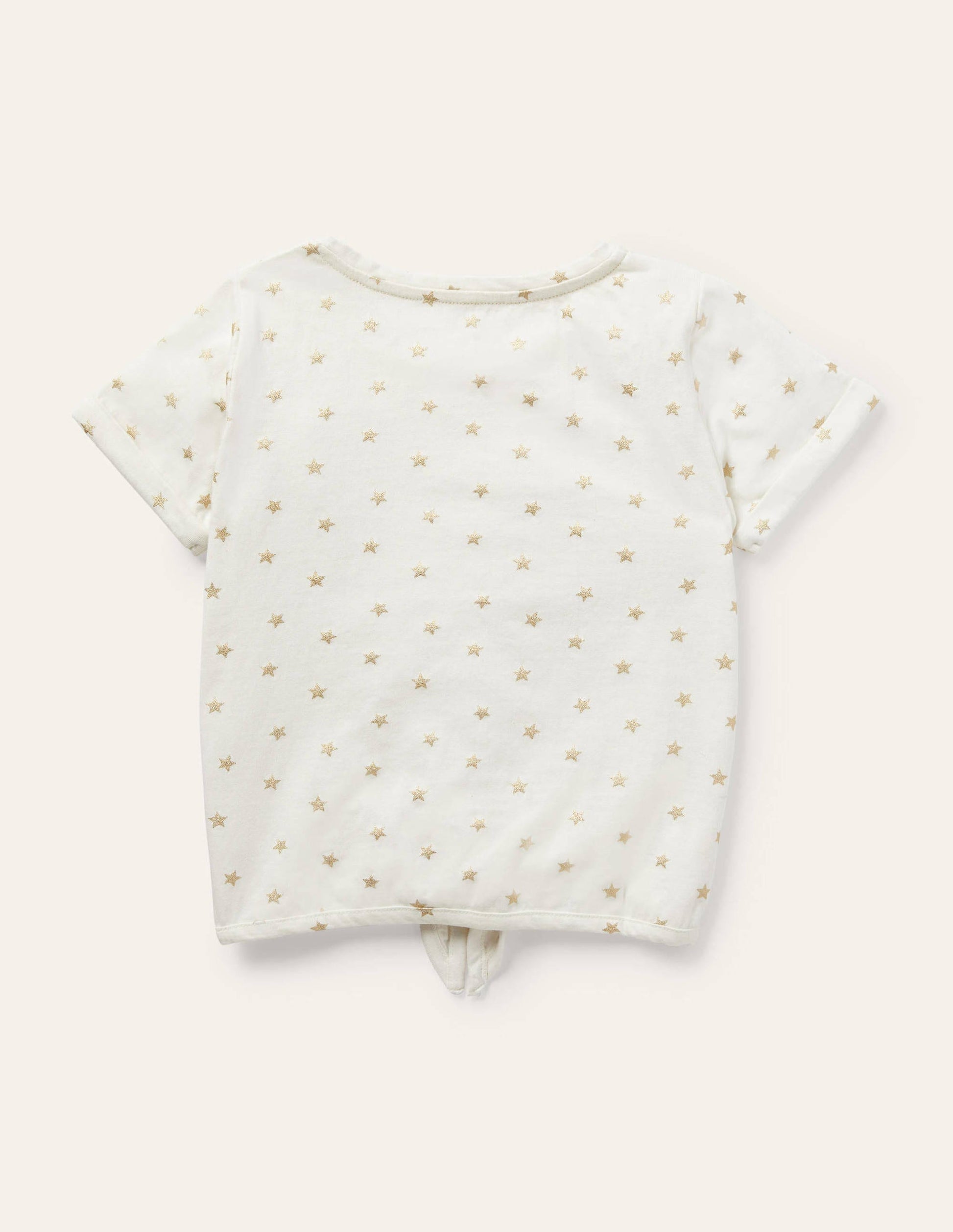 Tie-front T-shirt-Ivory/ Gold Foil Little Star-2
