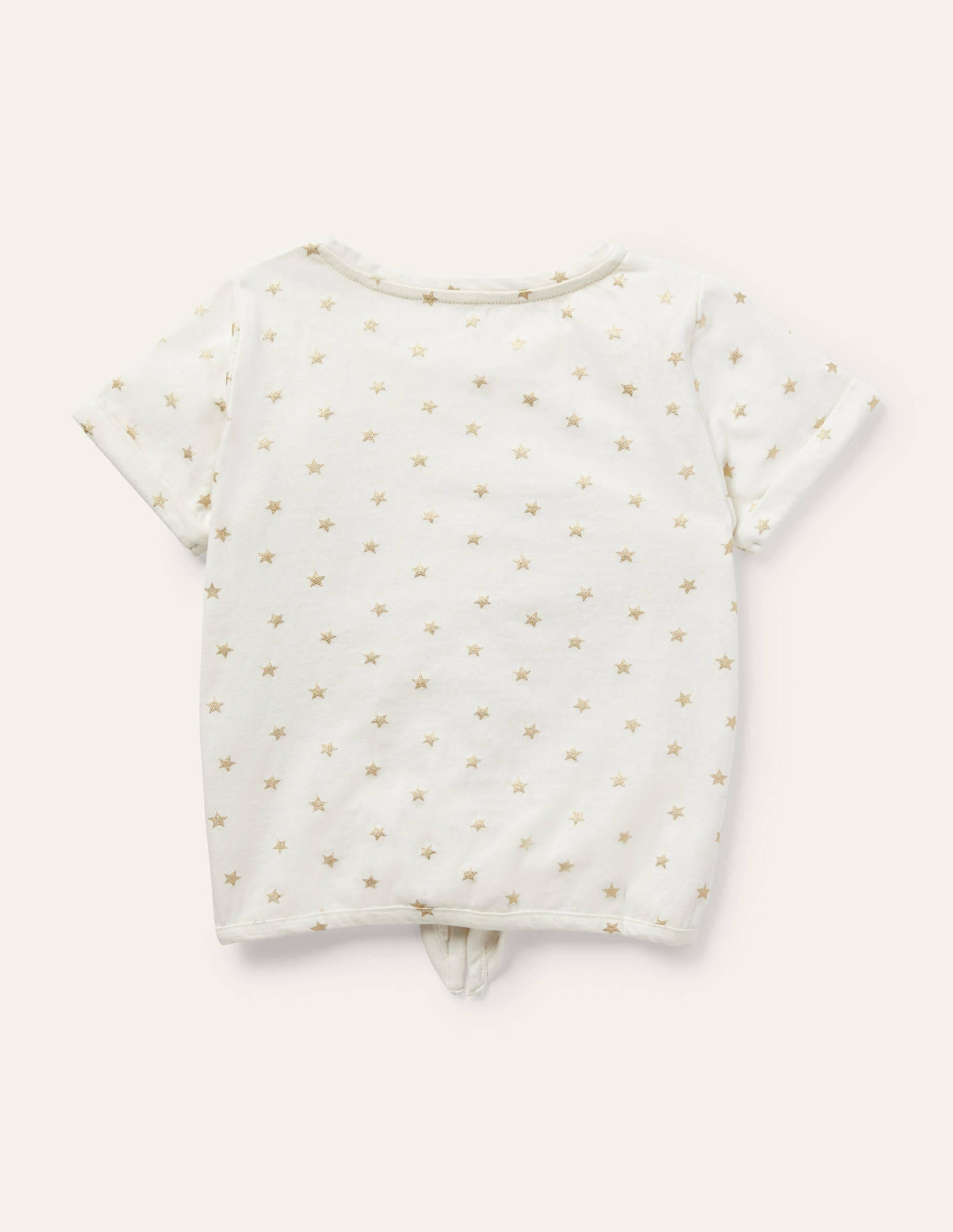 Tie-front T-shirt-Ivory/ Gold Foil Little Star - Image 2