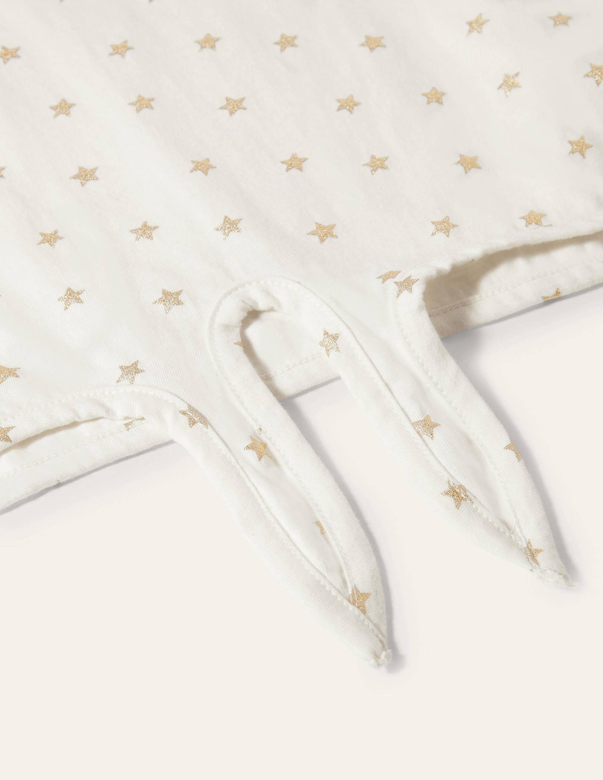 Tie-front T-shirt-Ivory/ Gold Foil Little Star - Image 3