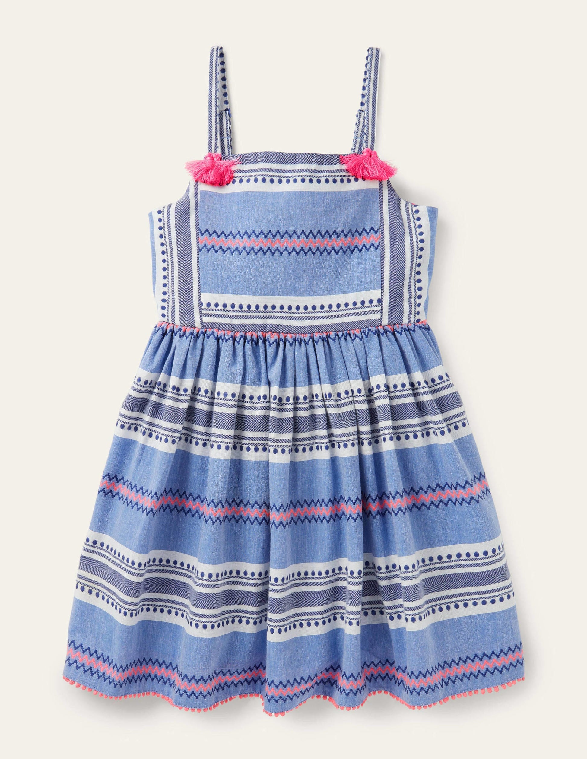 Stripe Tassel Sun Dress-Starboard Blue/Pink Sunset-1
