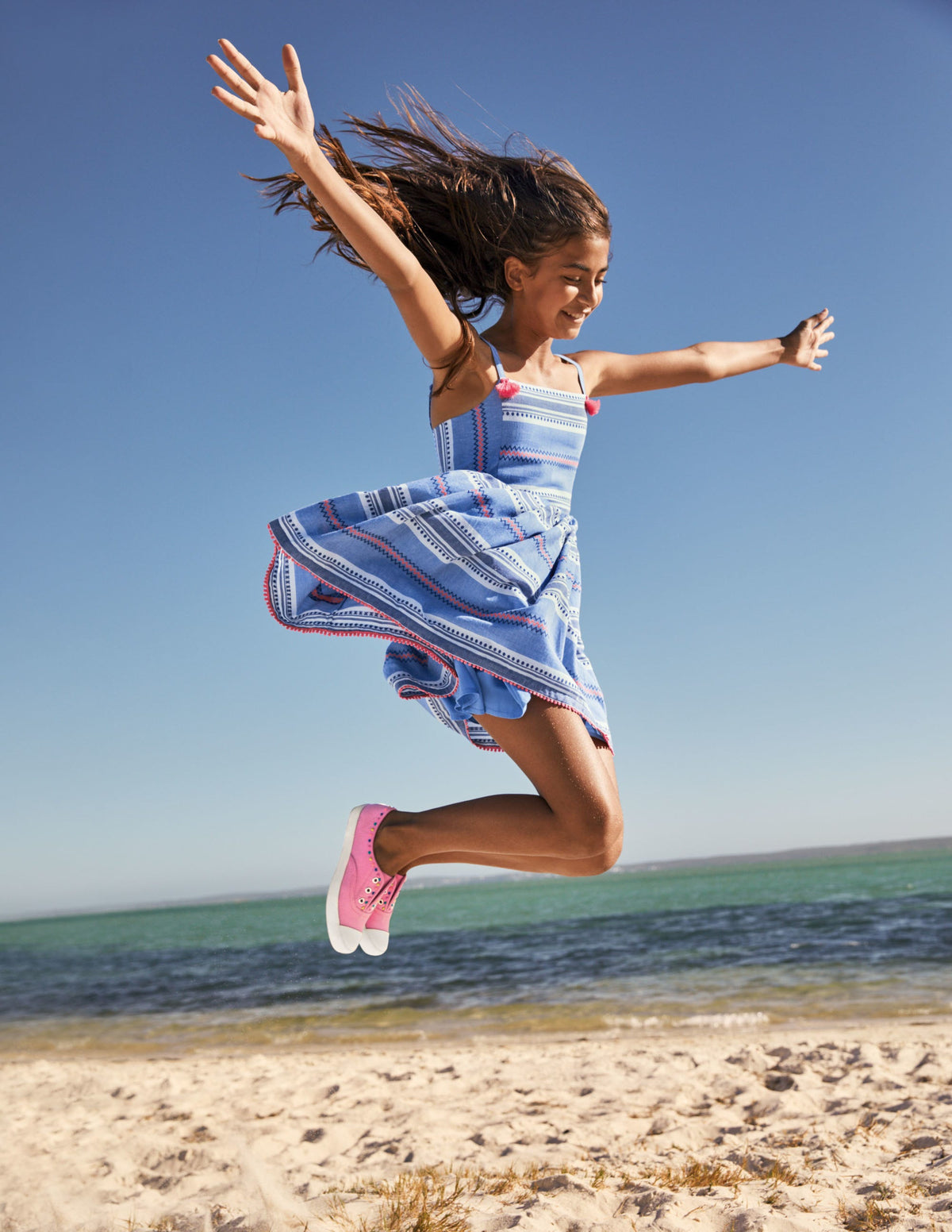 Stripe Tassel Sun Dress-Starboard Blue/Pink Sunset - Image 4