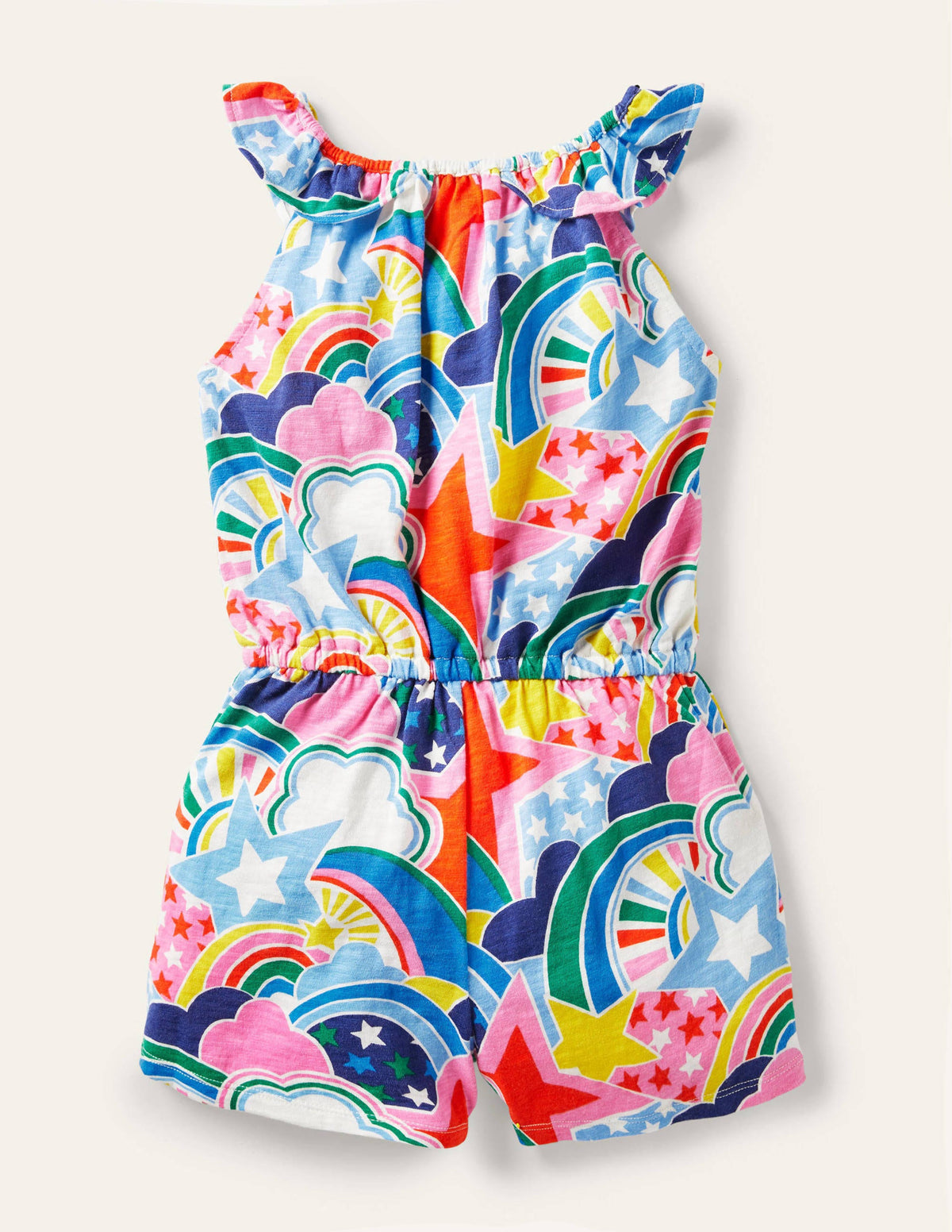 Charlie Pom Jersey Romper-Multi Star Rainbow-2