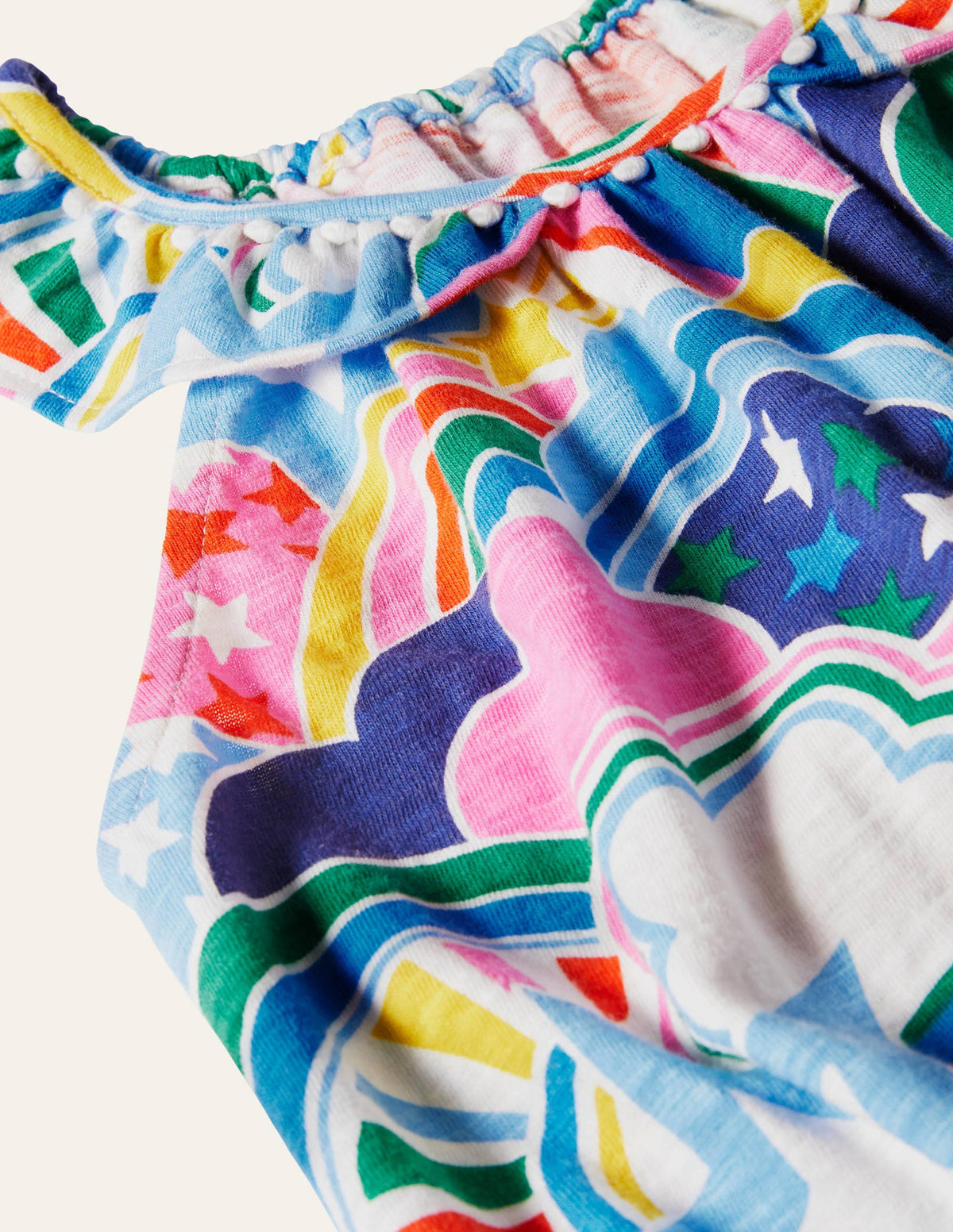 Charlie Pom Jersey Romper-Multi Star Rainbow - Image 3