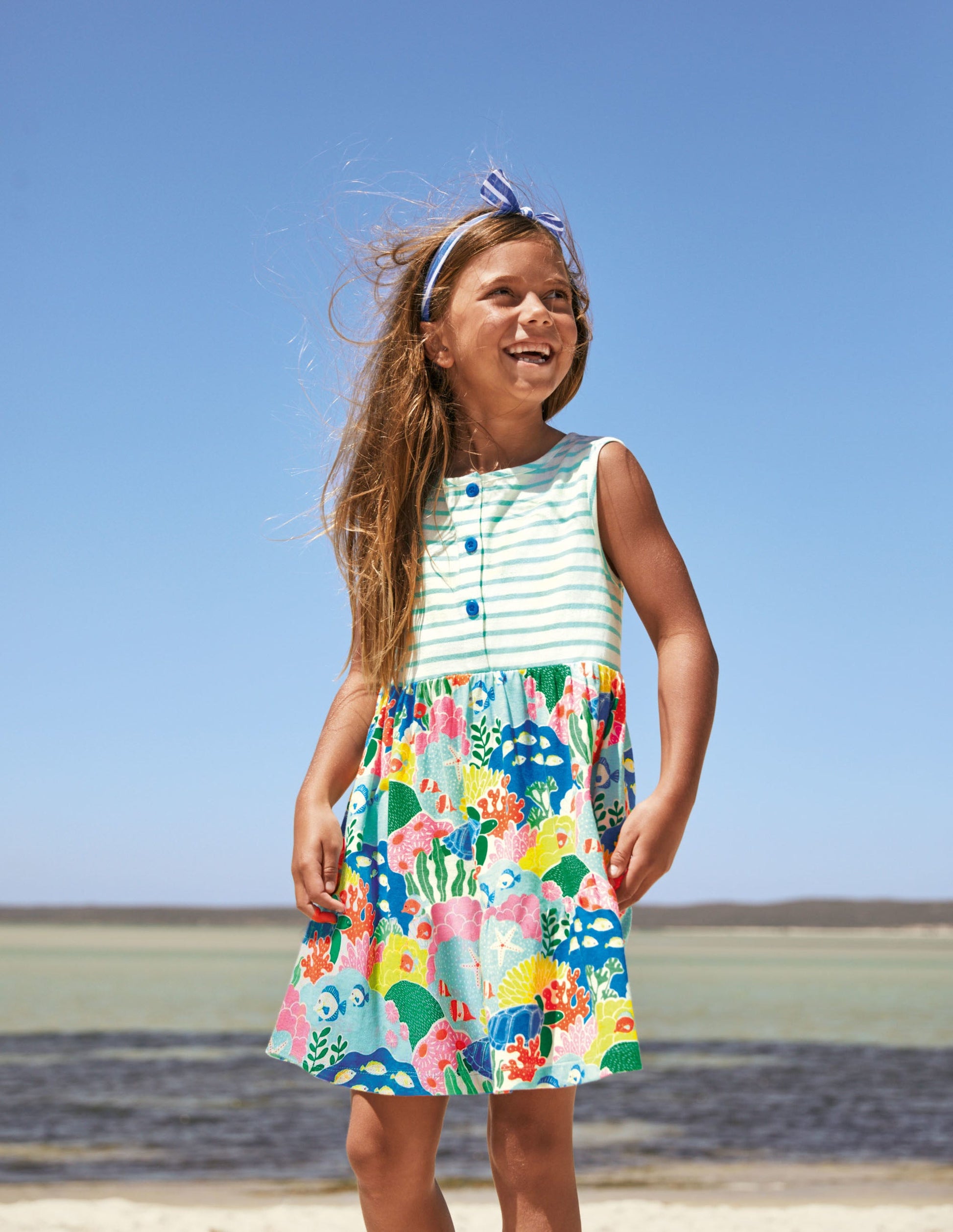 Hotchpotch Jersey Dress-Multi Coral Reef-4