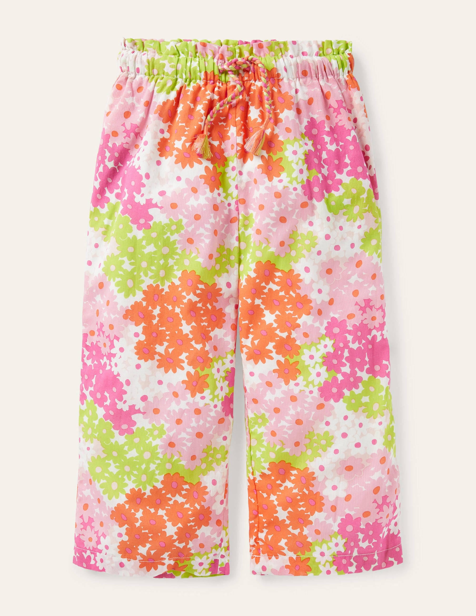Printed Woven culottes-Soft Coral Pink Summer Daisy - Image 1