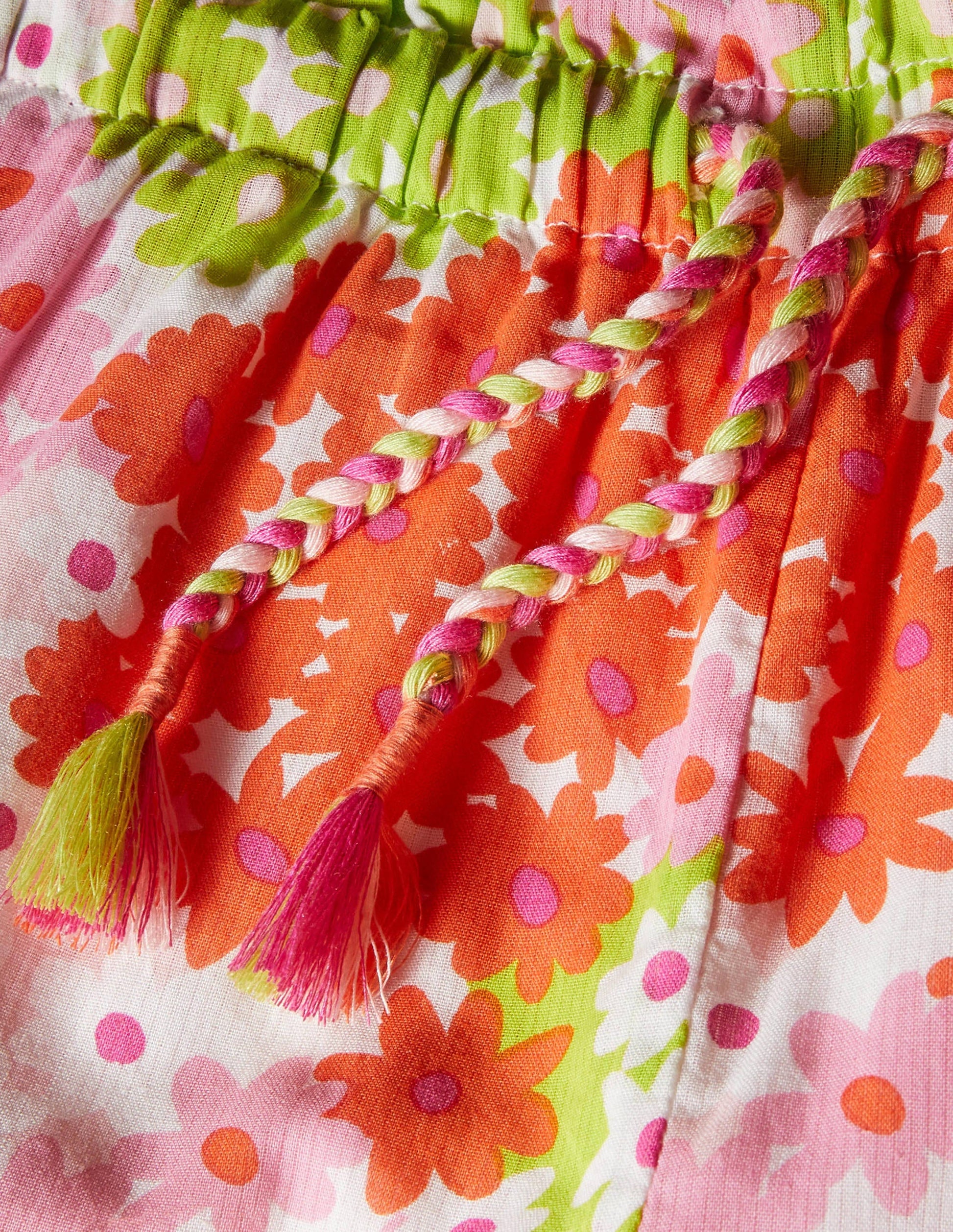 Printed Woven culottes-Soft Coral Pink Summer Daisy-3