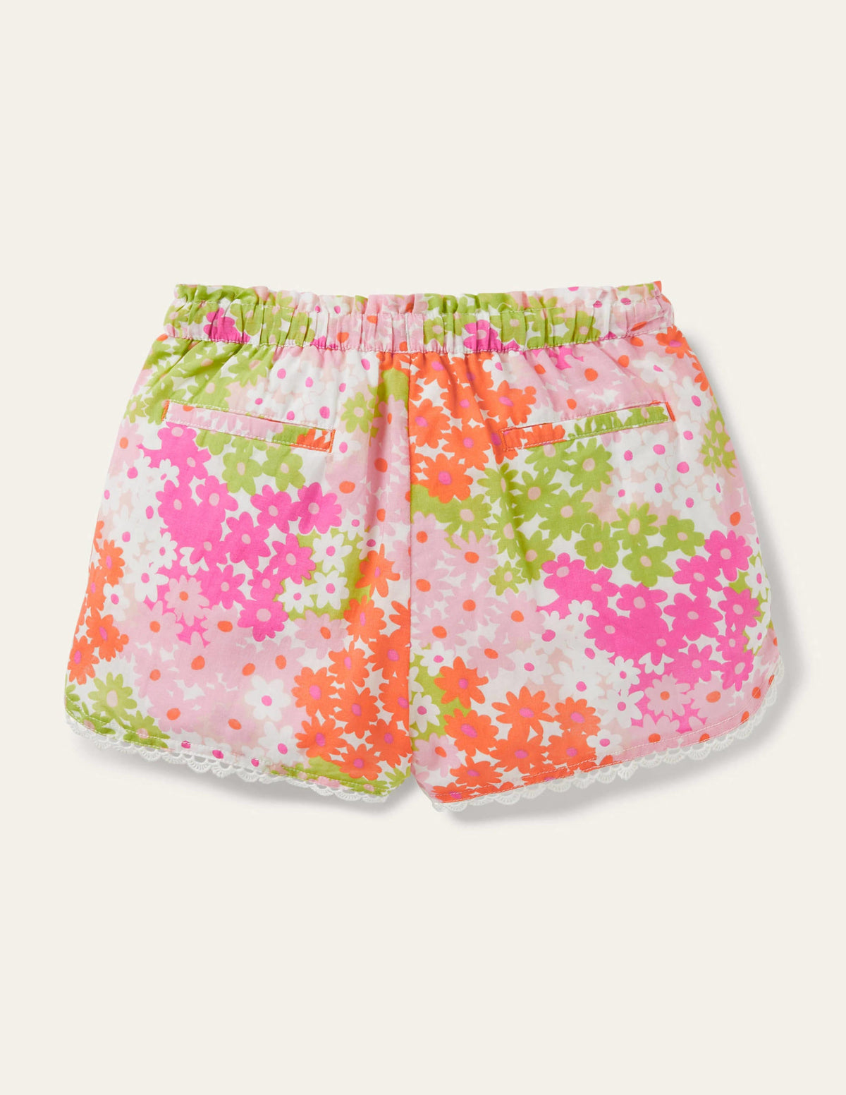 Lace Detail Shorts-Soft Coral Pink Summer Daisy - Image 2