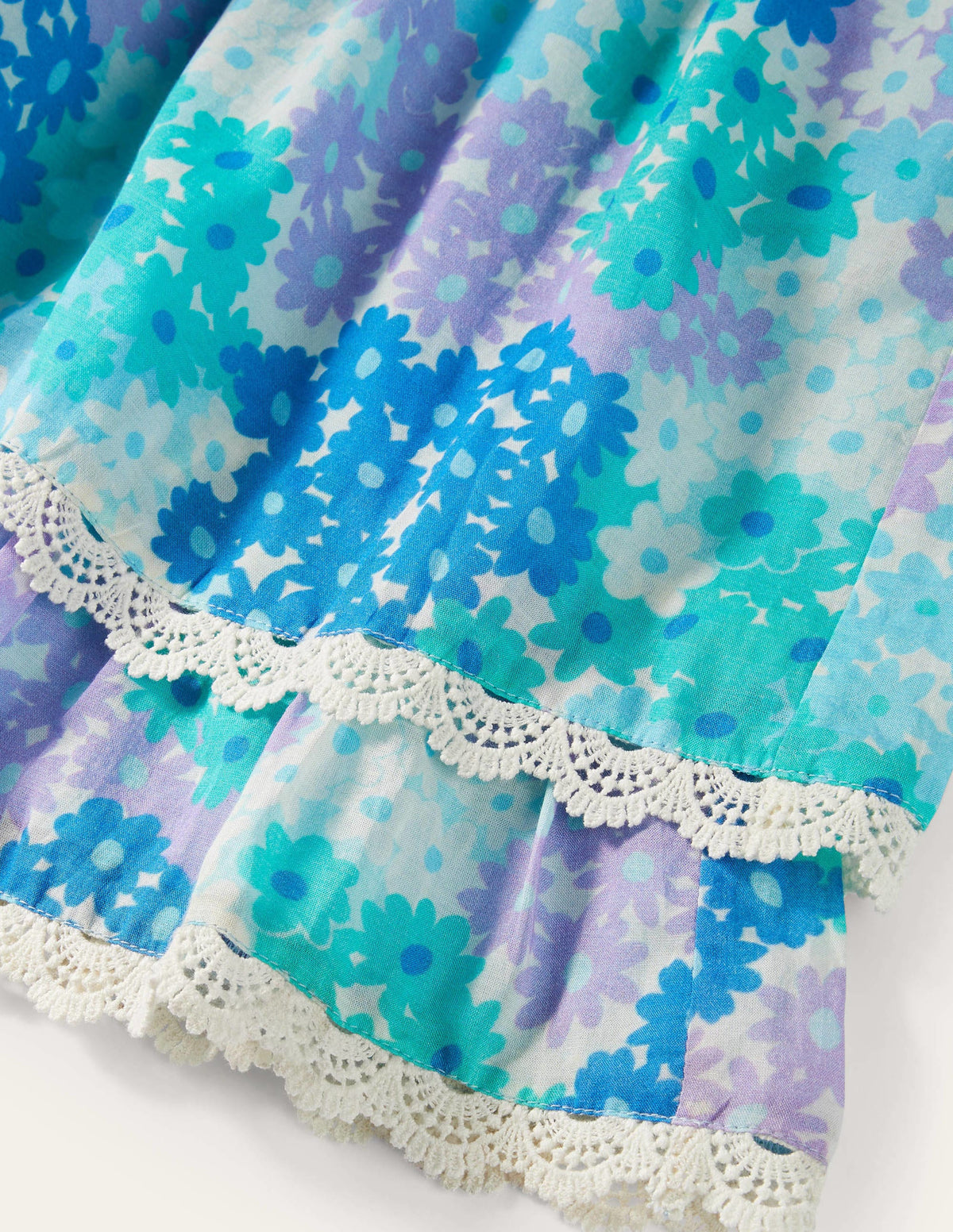 Lace Detail Printed Dress-Moroccan Blue Daisy - Image 3