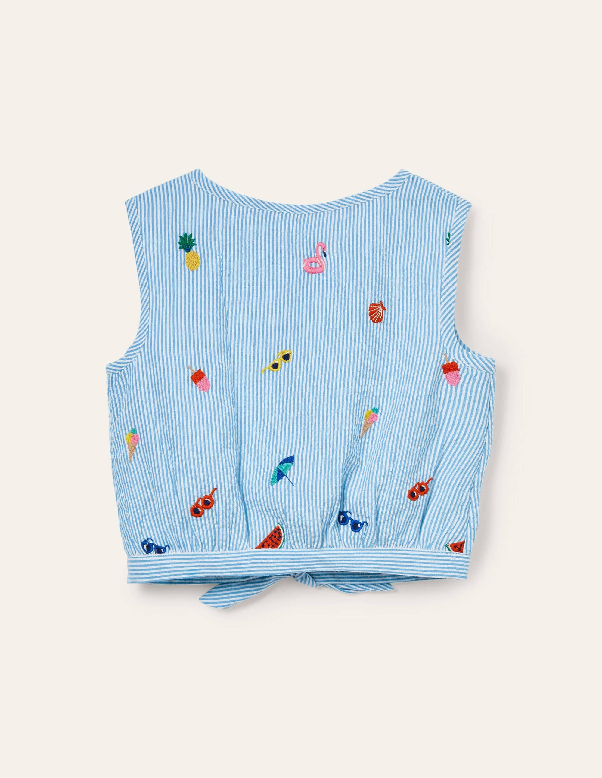 Embroidered Tie Woven Top-Multi Holiday Embroidery - Image 2