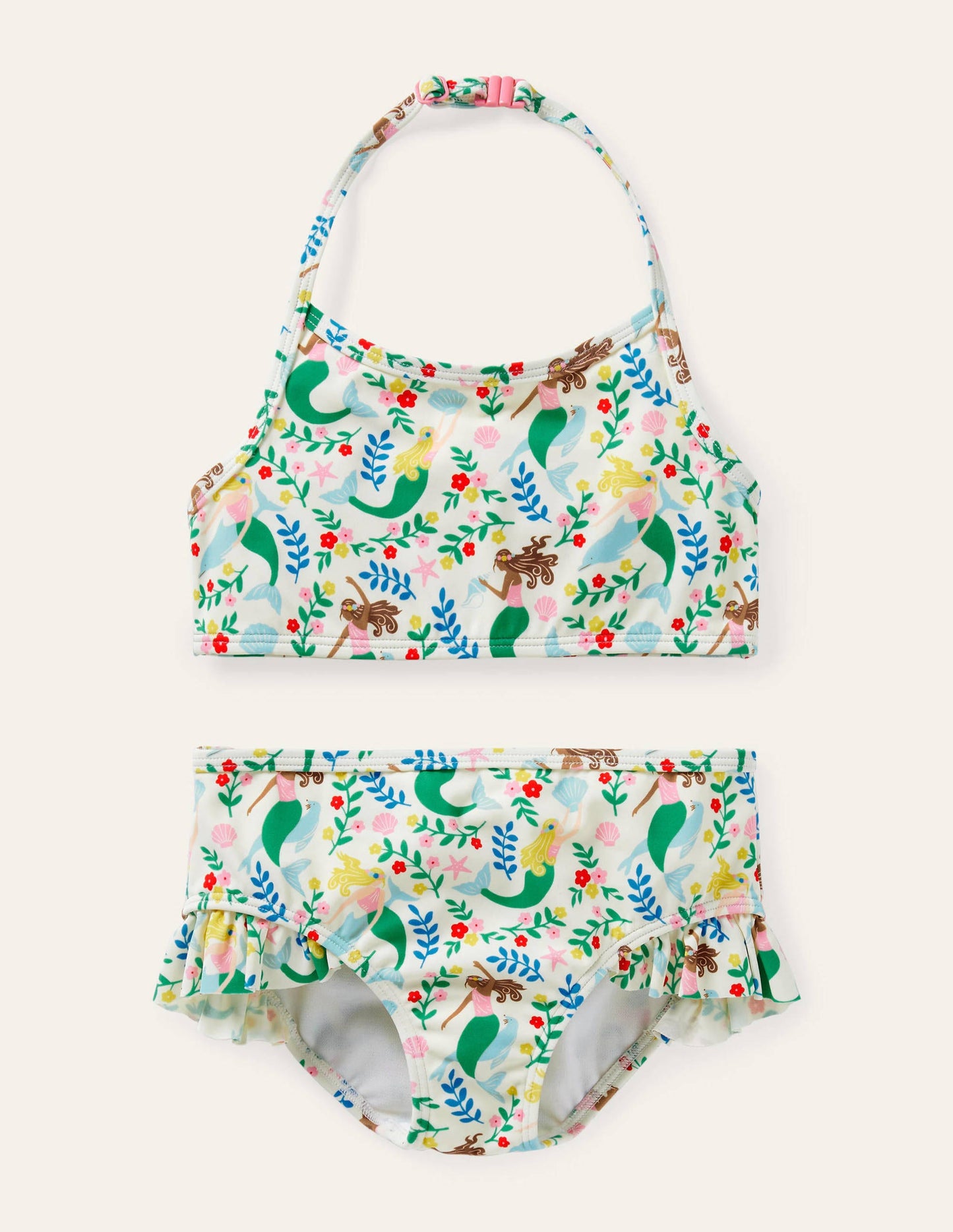 Halterneck Bikini-Ivory Mermaid Garden