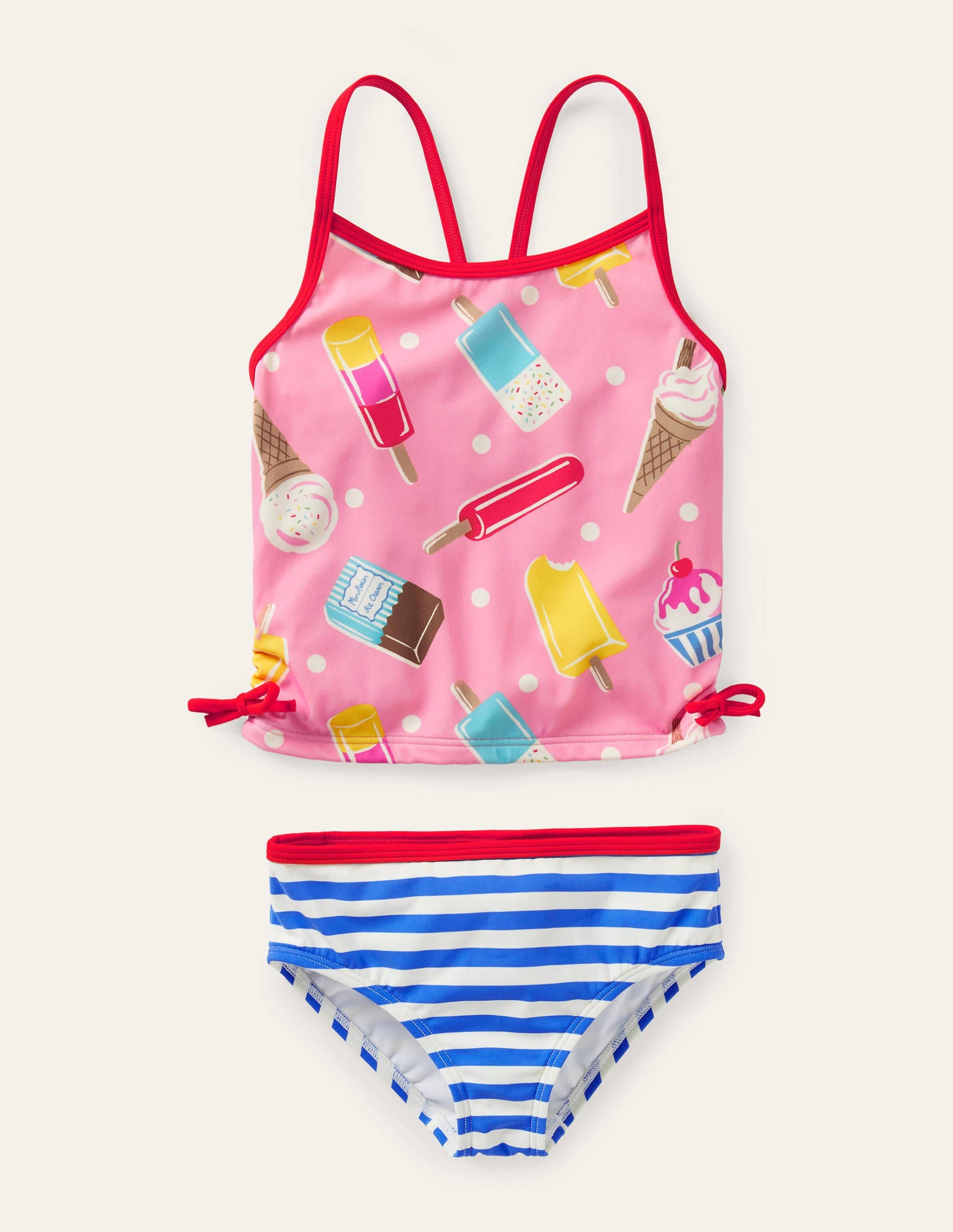 Ruched Tankini Set-Pink Lemonade Ice Cream Spot - Image 1