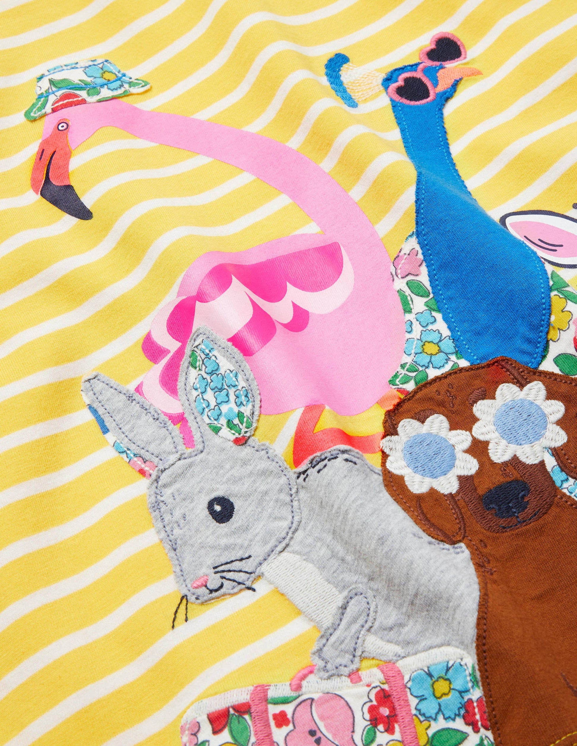 Appliqué Jersey Dress-Daffodil/ Ivory Animals-3