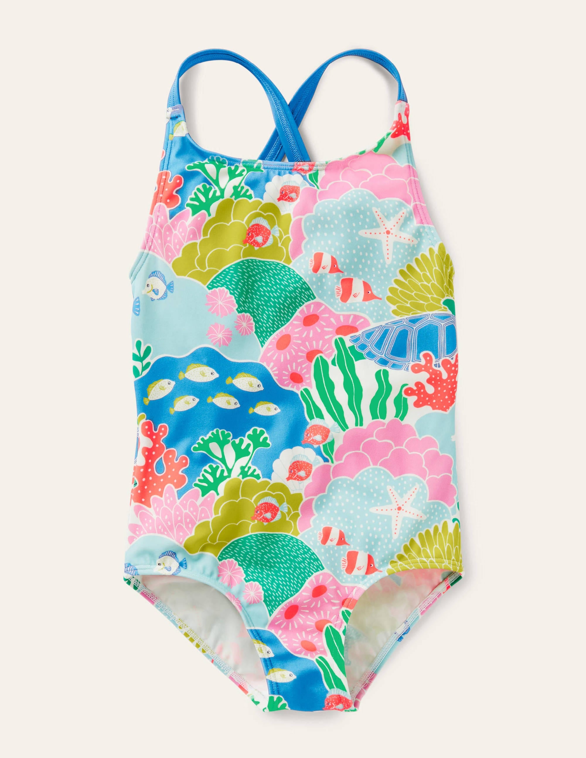 Cross-back Printed Swimsuit-Multi Coral Reef - Image 1