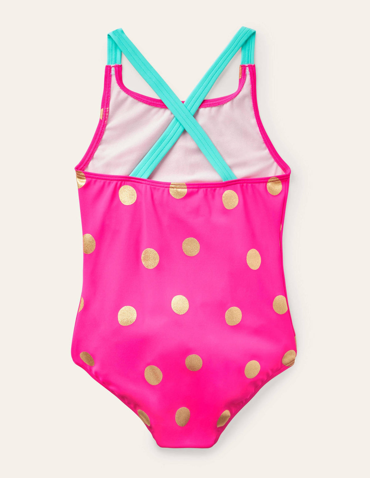 Cross-back Printed Swimsuit-Fuchsia Pink Foil Spot-2