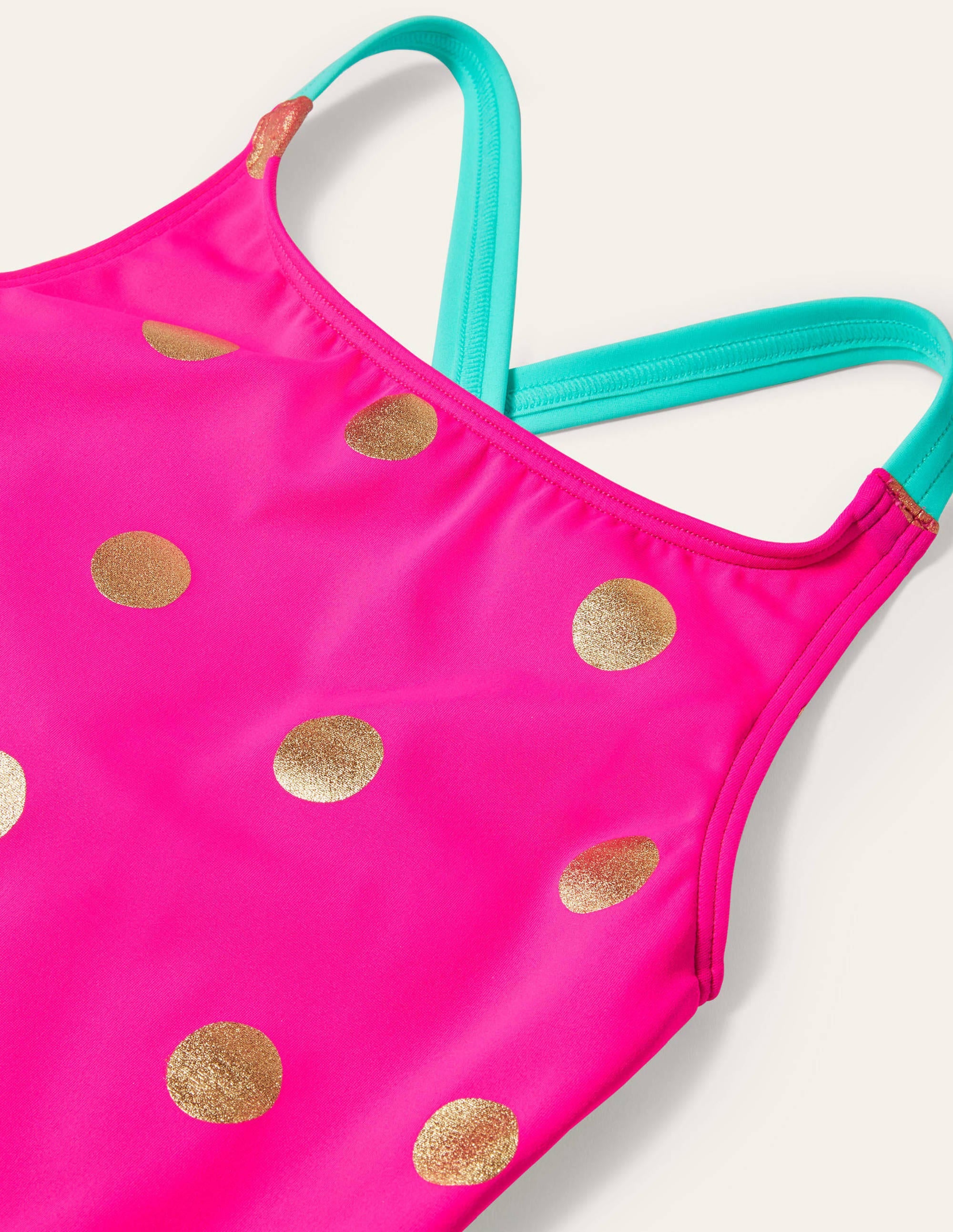 Cross-back Printed Swimsuit-Fuchsia Pink Foil Spot - Image 3