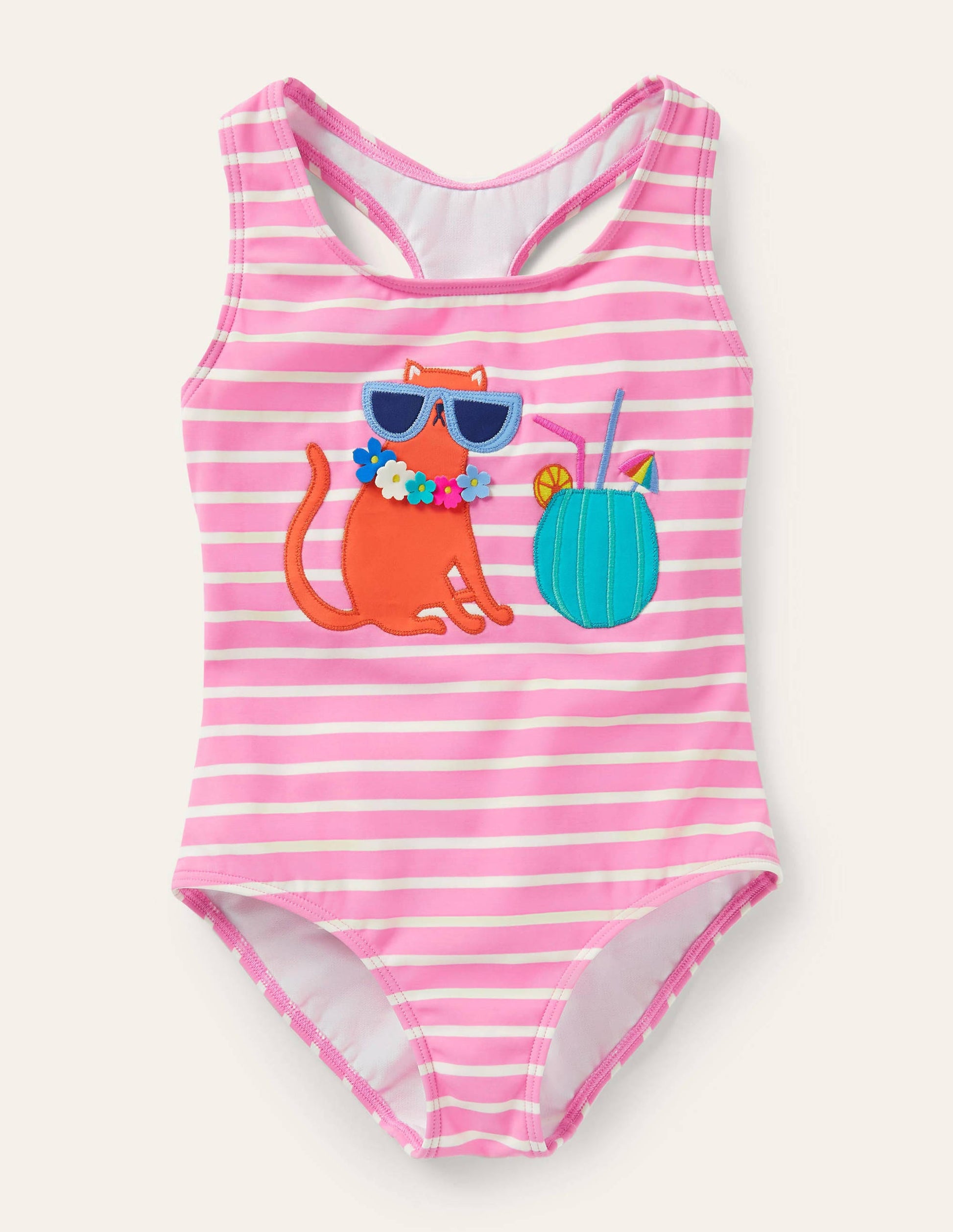 Racerback Logo Swimsuit-Plum Blossom Pink/ Ivory Cat-1