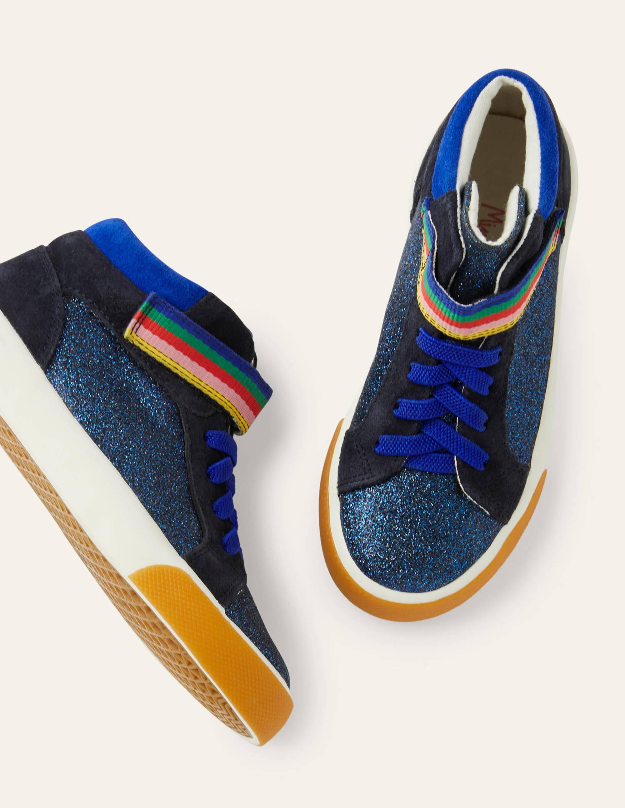 Glitter Elastic Lace High Tops-Brilliant Blue Sparkle - Image 1