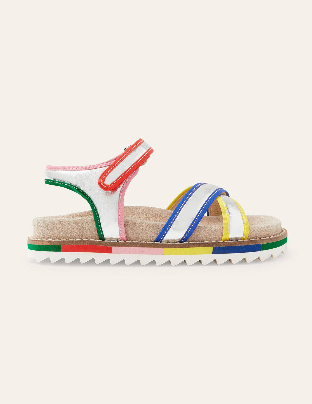 Metallic Rainbow Sandals-Silver Metallic - Image 1
